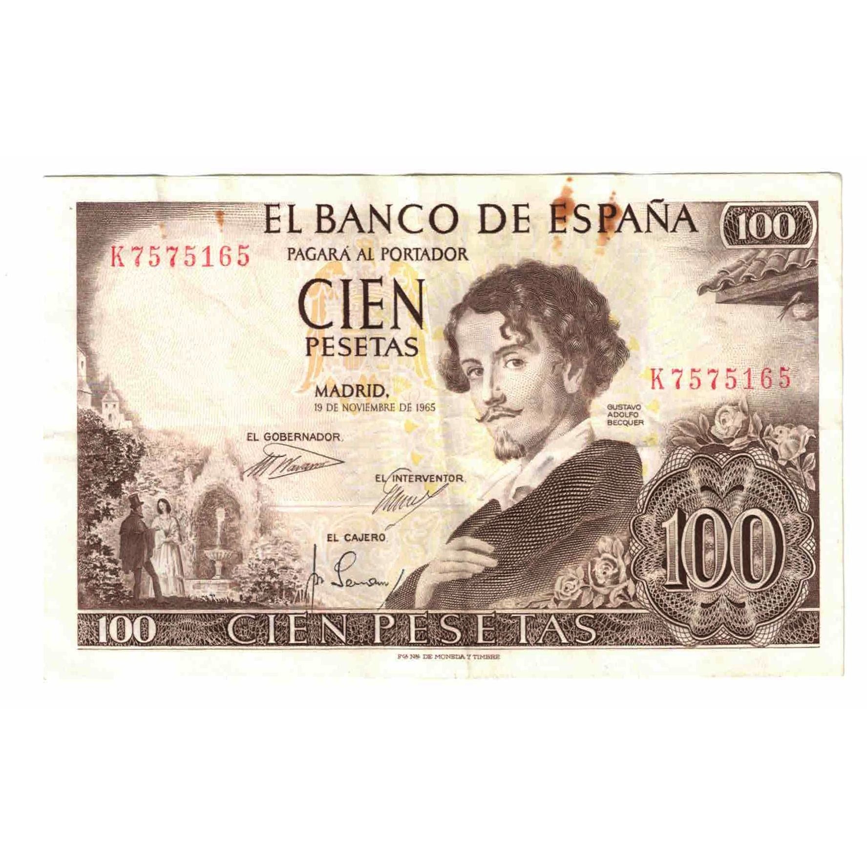 Geldschein, Spanien, 100 Pesetas, 1965, 1965-11-19, KM:150, VZ