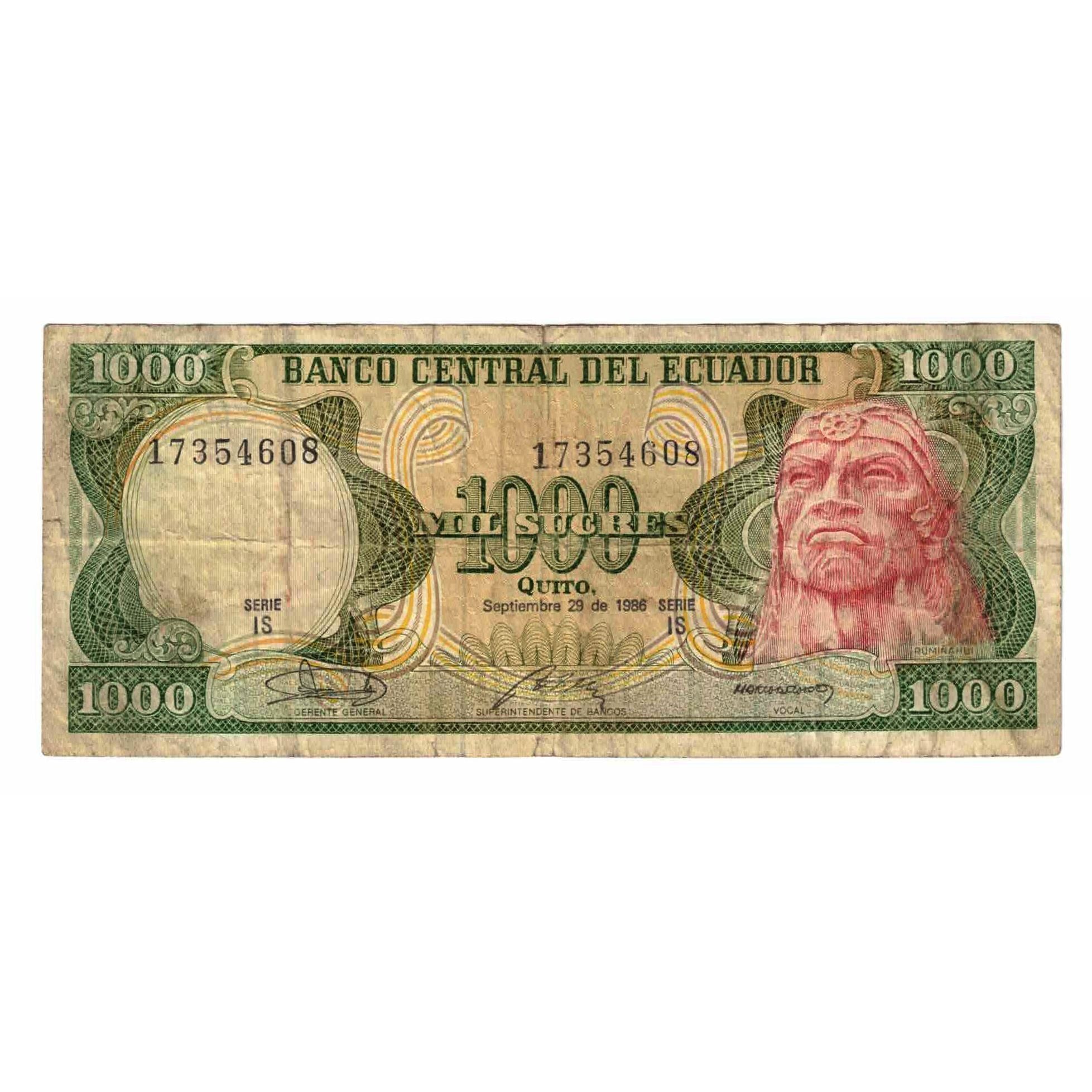 Geldschein, Ecuador, 1000 Sucres, 1986, 1986-09-29, KM:125a, S