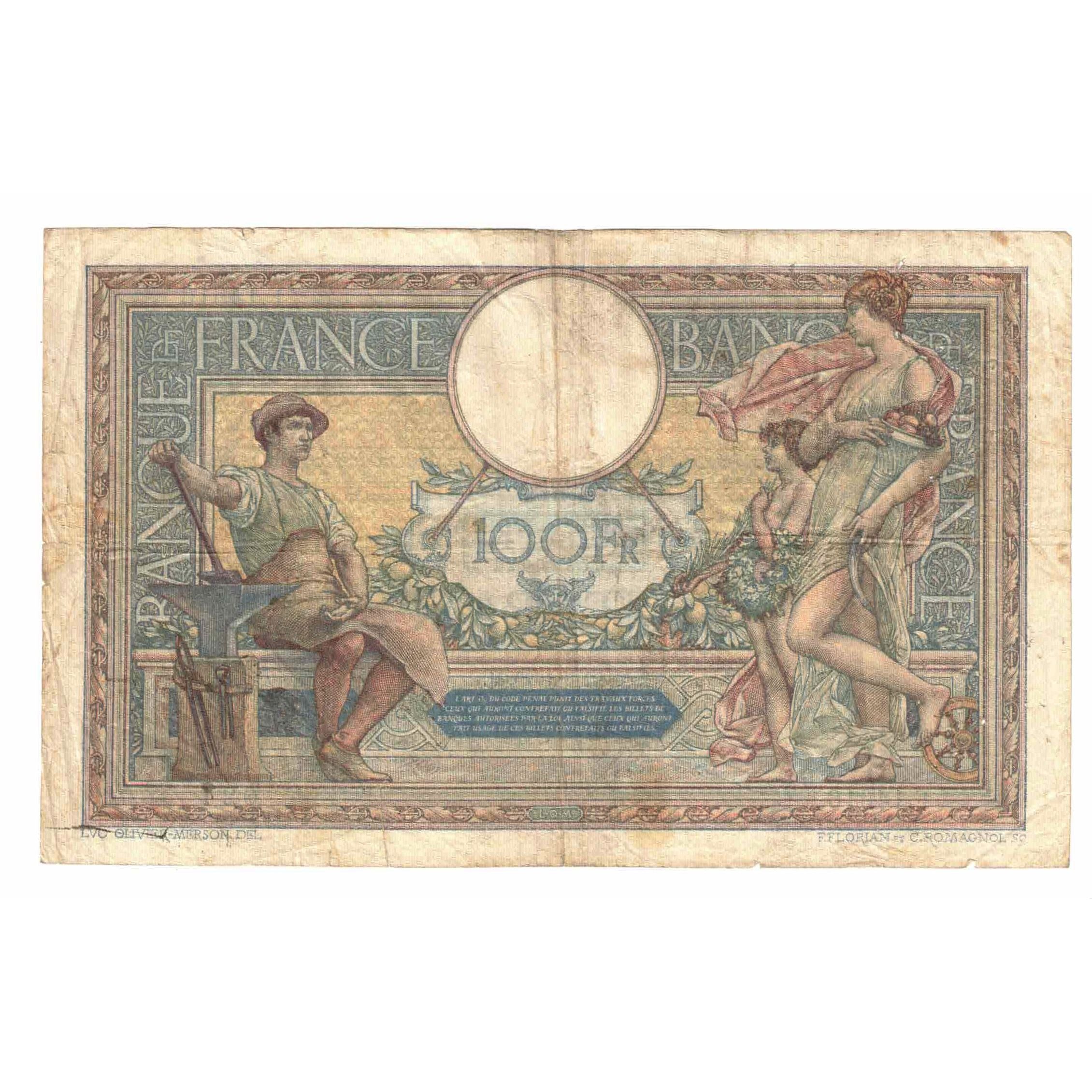 Francia, 100 Francs, Luc Olivier Merson, 1926, F.14616, BC, Fayette:24.4, KM:78a