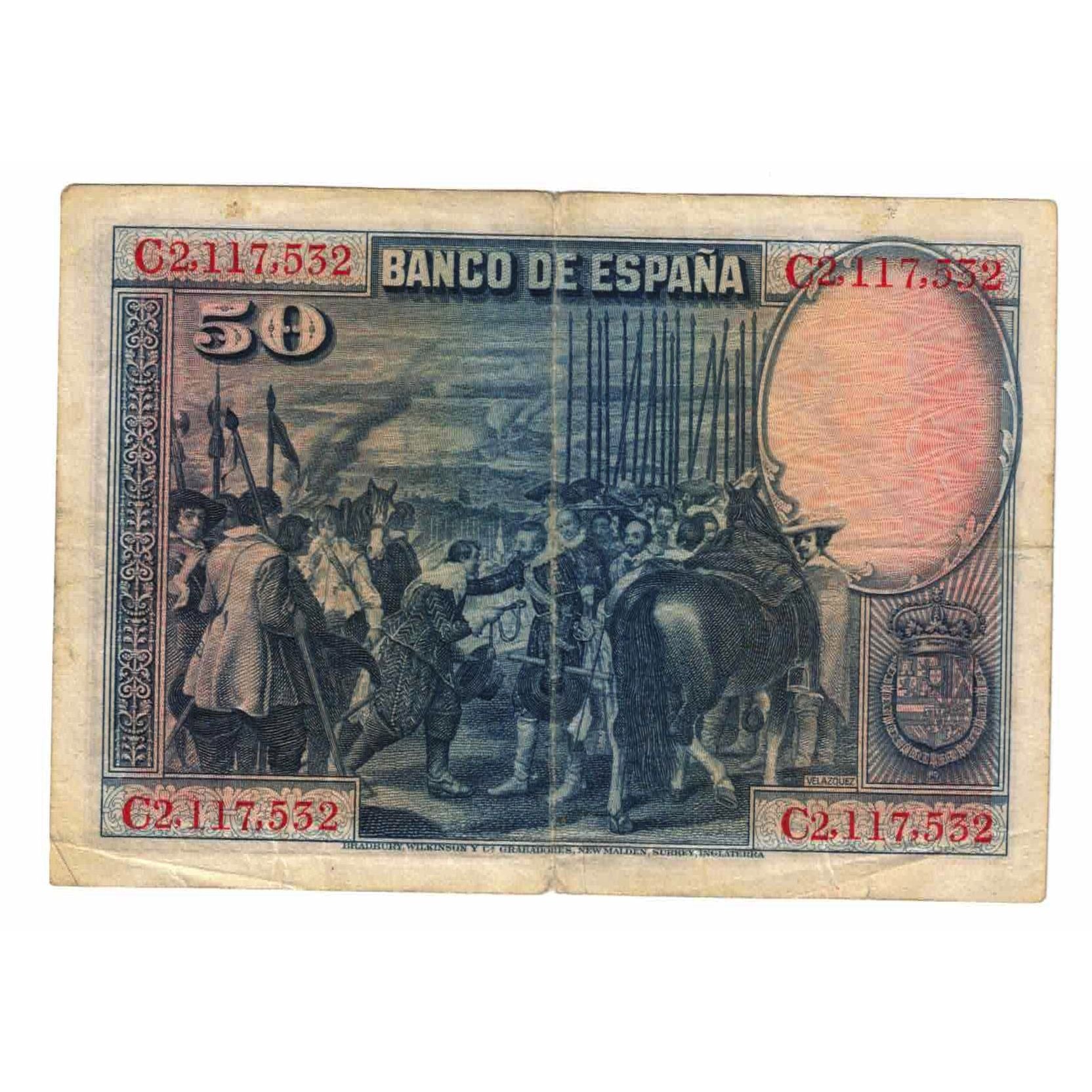 Billete, 50 Pesetas, 1928, España, 1928-08-15, KM:75a, BC