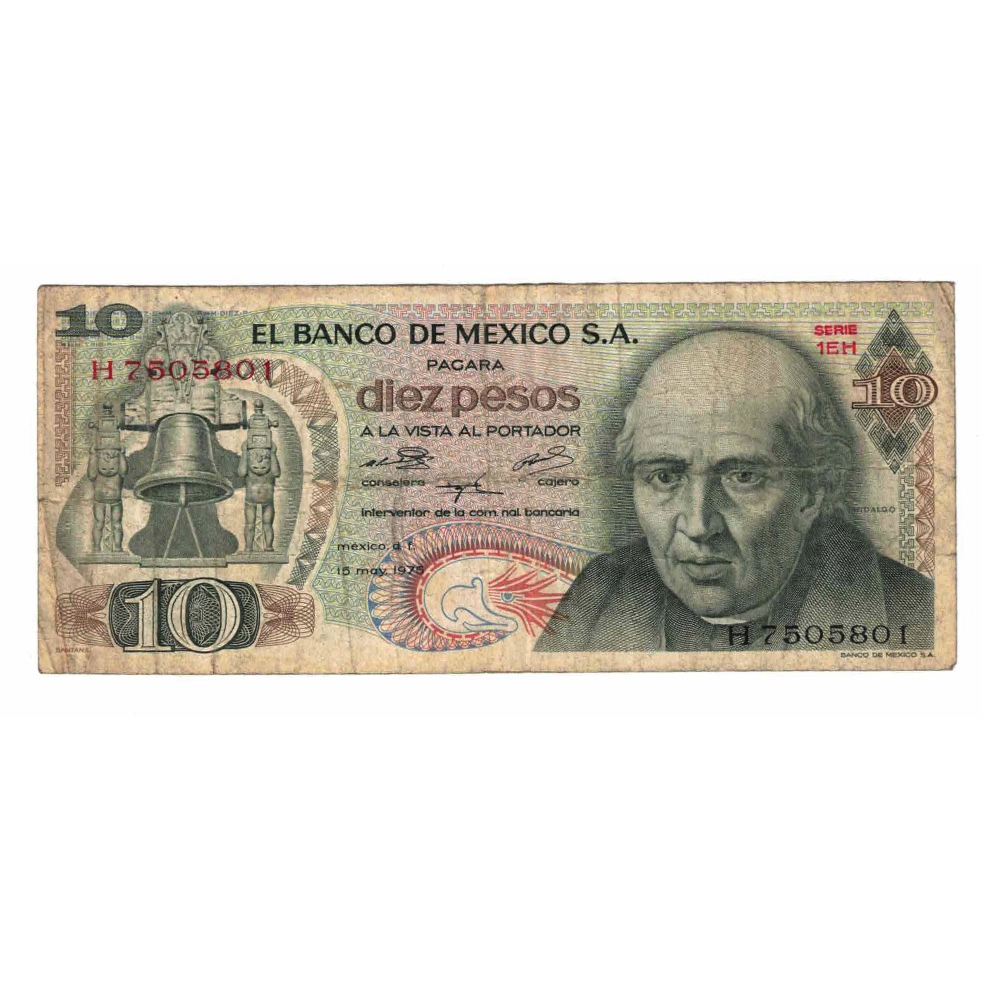 Banknot, Mexico, 10 Pesos, 1975, 1975-05-15, KM:63h, VG(8-10)