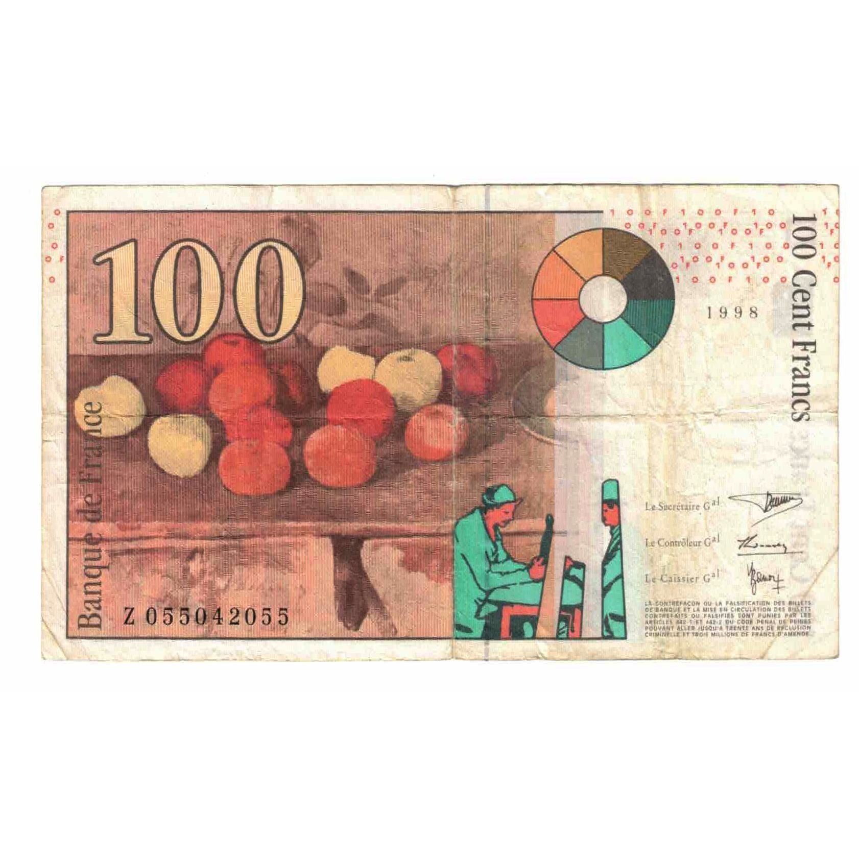 Francia, 100 Francs, Cézanne, 1998, Z.0550, MB, Fayette:74.2, KM:158a