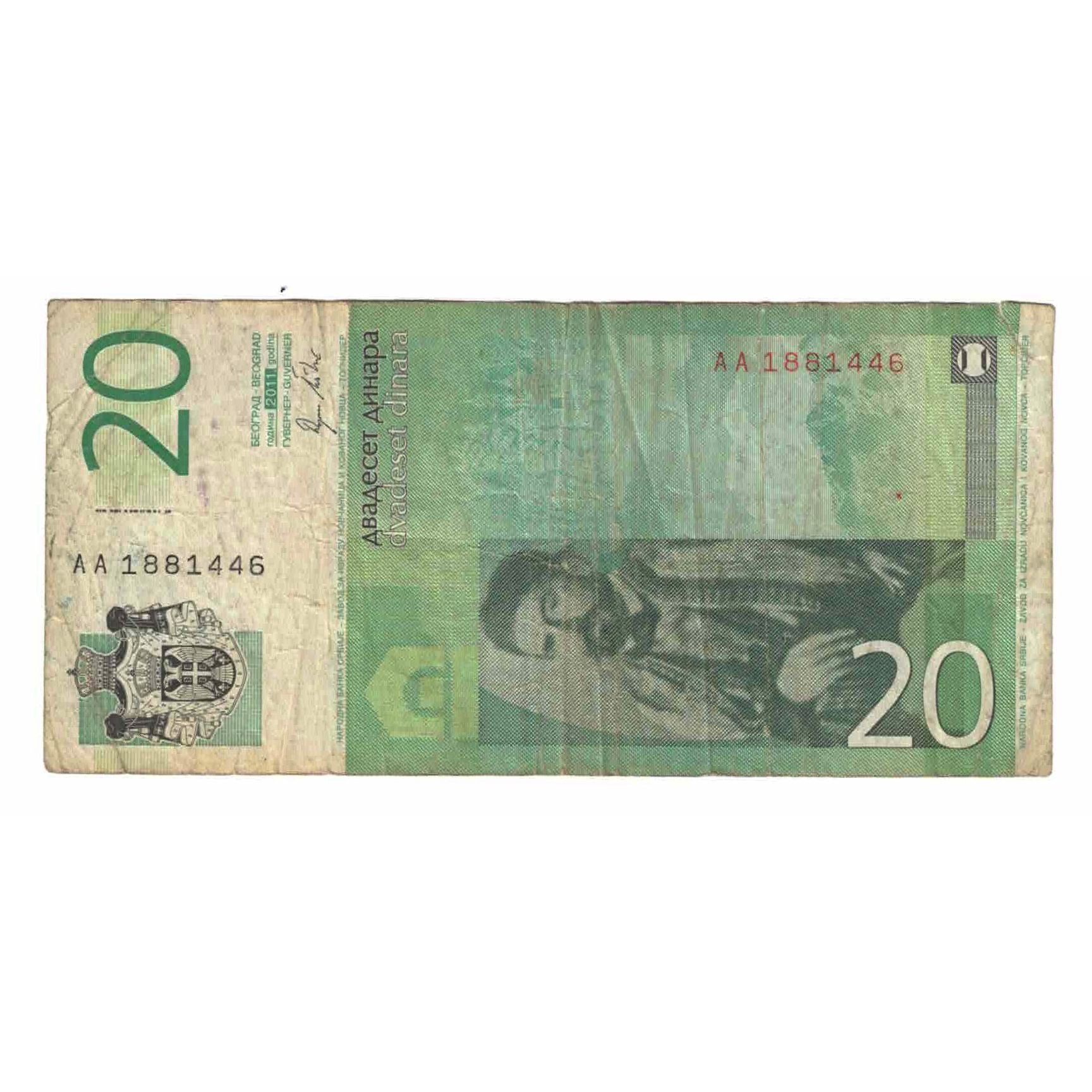 Banknot, Serbia, 20 Dinara, 2011, KM:55a, VG(8-10)