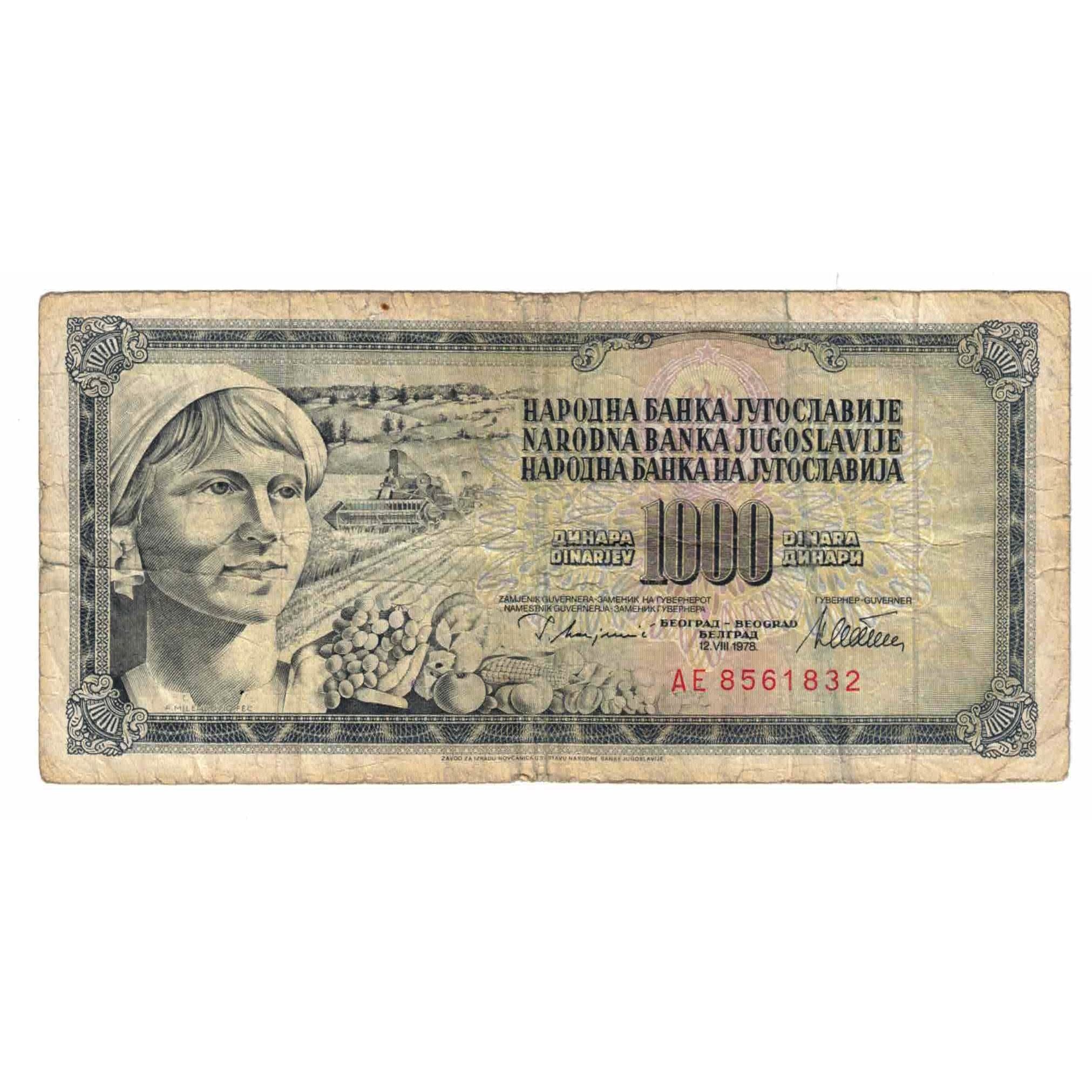 Banknote, Yugoslavia, 1000 Dinara, 1978, 1978-08-12, KM:92c, VF(20-25)