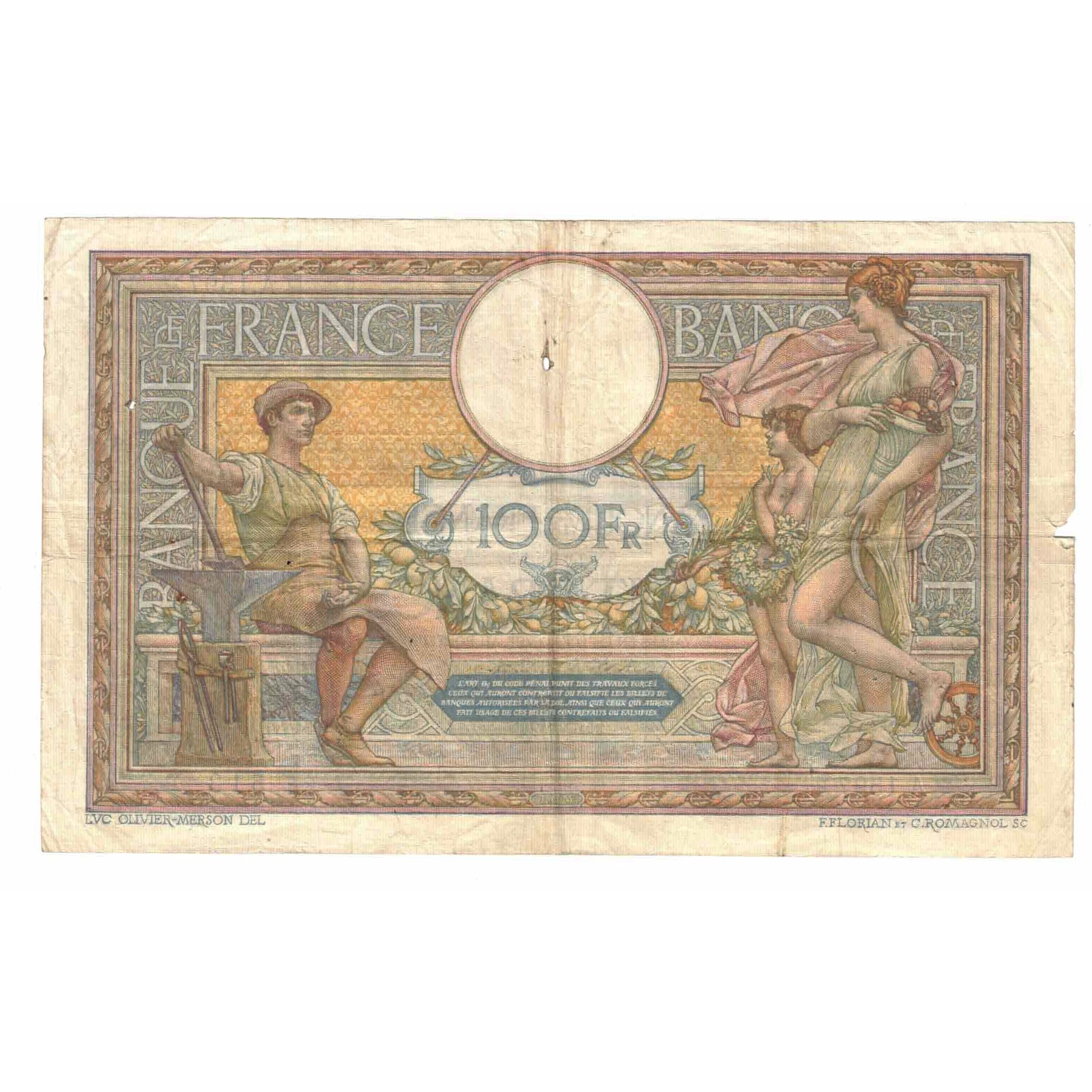 France, 100 Francs, Luc Olivier Merson, 1912, A.1597, F(12-15), Fayette:23.04