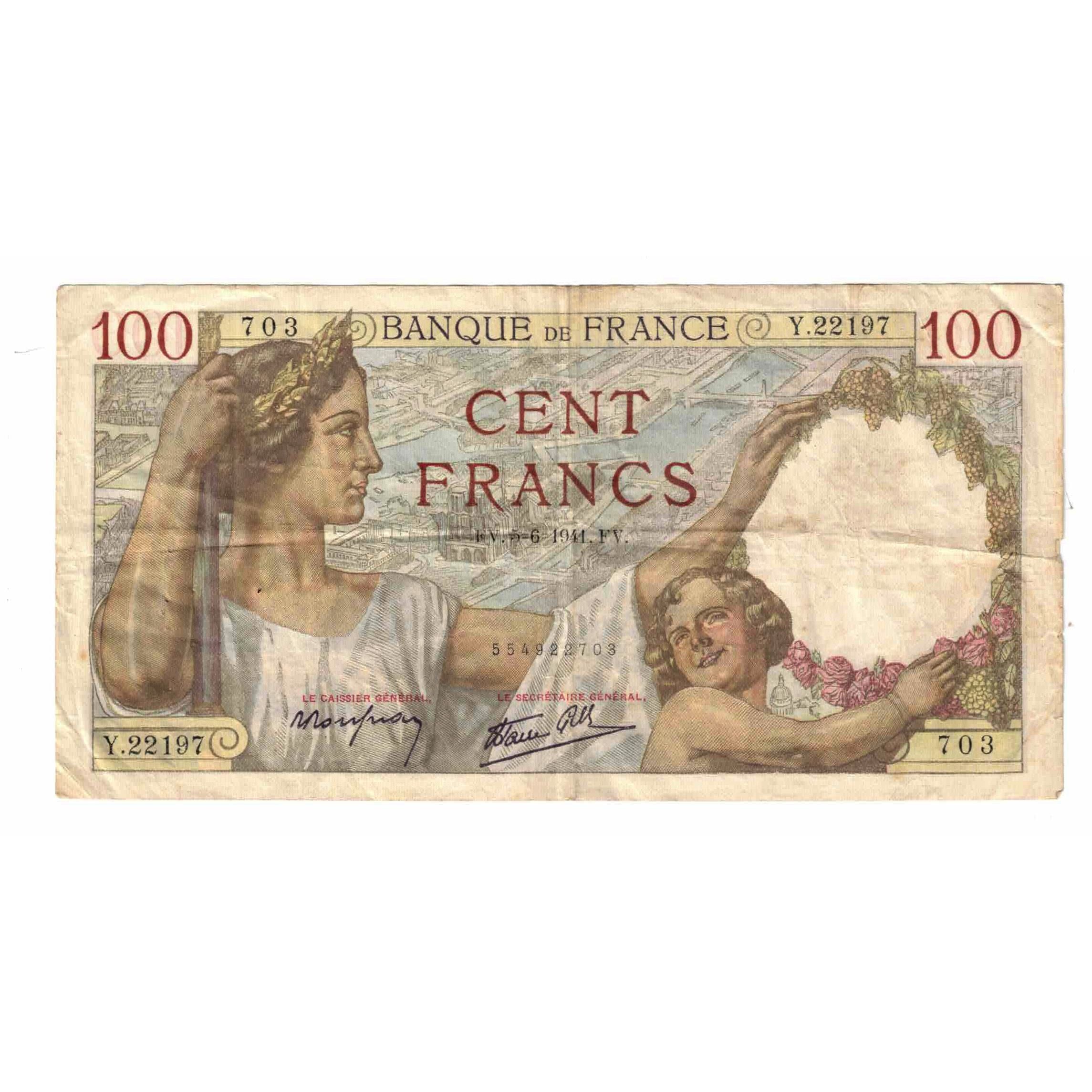 Francia, 100 Francs, Sully, 1941, Y.22197, MBC, Fayette:26.53, KM:94