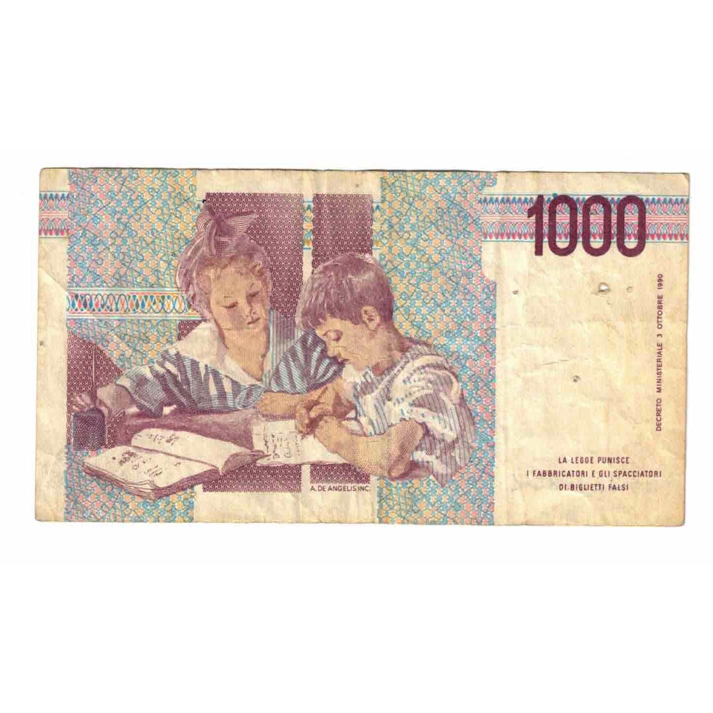 Banknot, Włochy, 1000 Lire, 1993, KM:114a, VF(20-25)