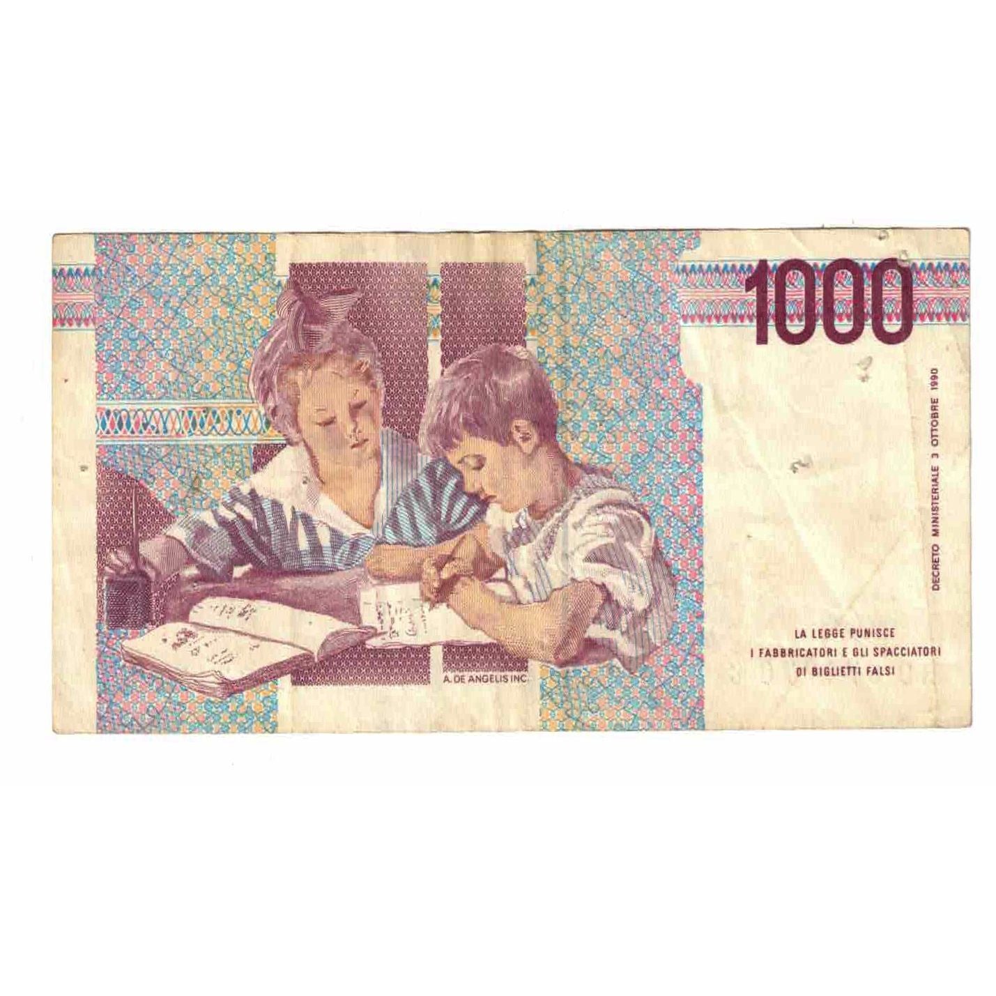 Biljet, Italië, 1000 Lire, Undated (1994), KM:114b, TB