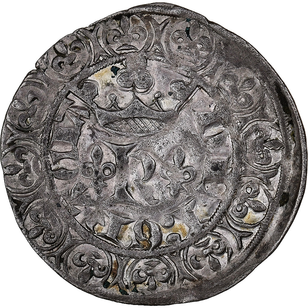 France, Charles V, Blanc au K, 1365-1380, Atelier incertain, Billon, TTB+