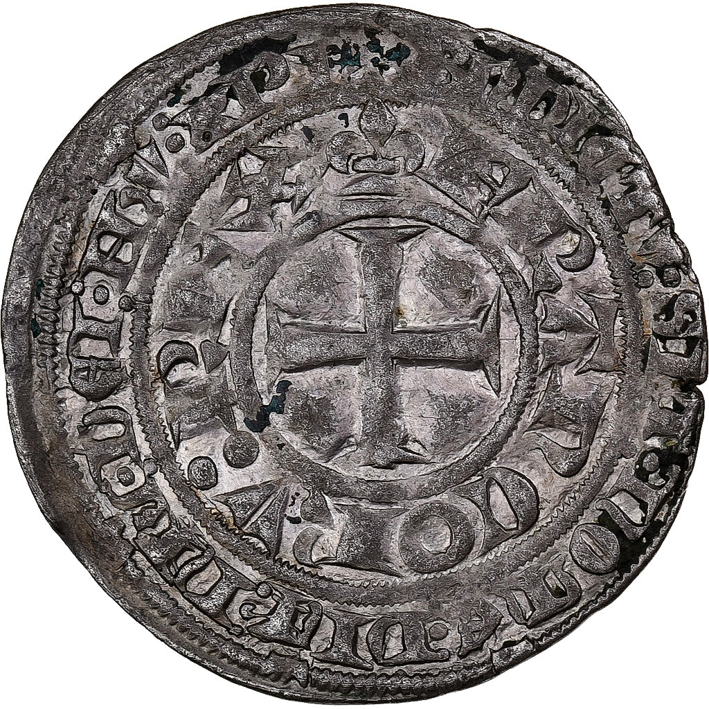 France, Charles V, Blanc au K, 1365-1380, Atelier incertain, Billon, TTB+