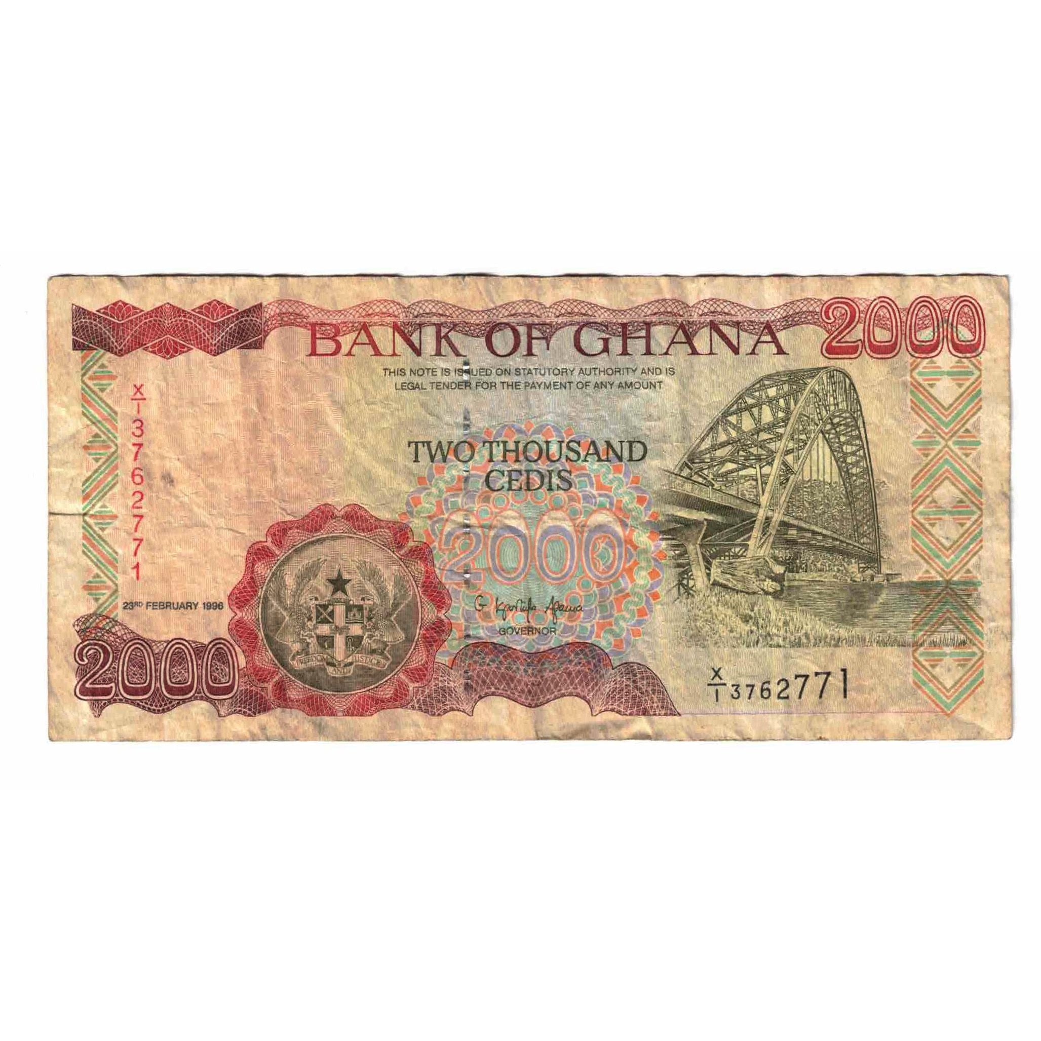 Banconote, Ghana, 2000 Cedis, 1996, 1996-02-23, KM:30c, MB