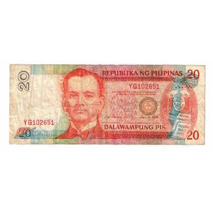 Banknote, Philippines, 20 Piso, 1992-1993, KM:170e, VF(20-25)