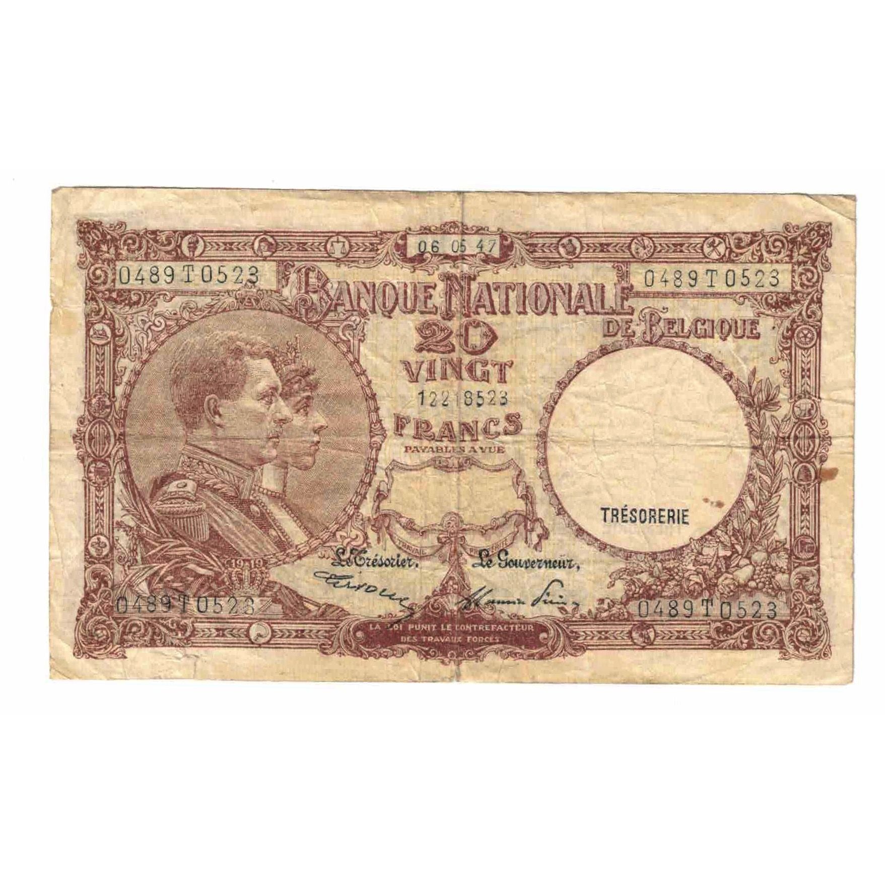Biljet, België, 20 Francs, 1947, 1947-05-06, KM:111, TTB