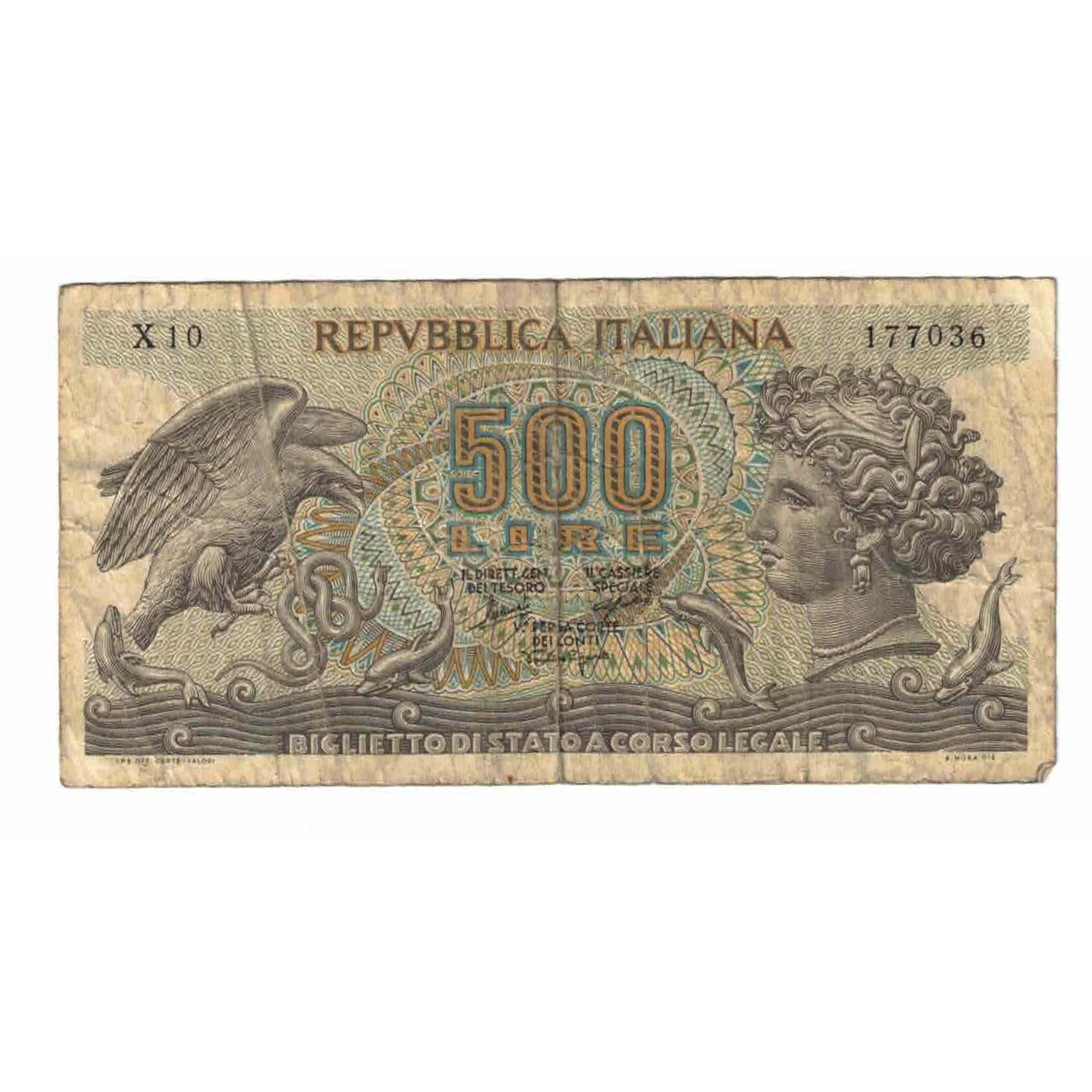 Nota, Itália, 500 Lire, 1966, 1966-06-20, KM:93a, VF(20-25)