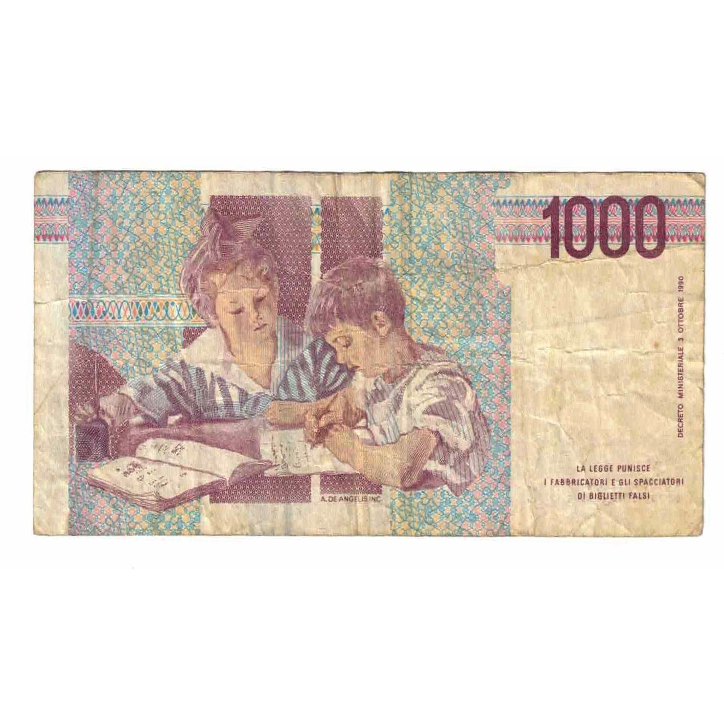 Billet, Italie, 1000 Lire, Undated (1991), KM:114a, TB