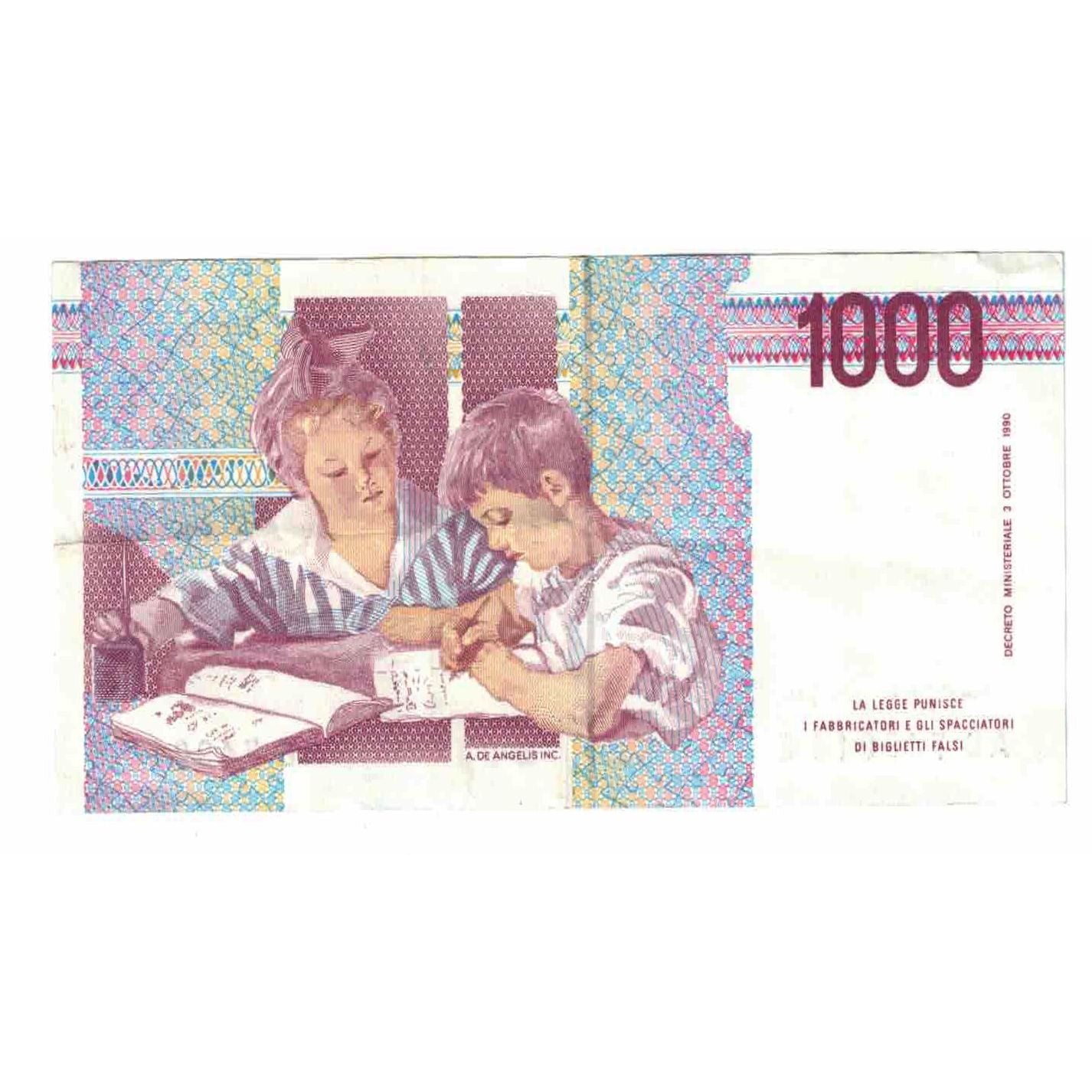 Billet, Italie, 1000 Lire, Undated (1991), KM:114a, SUP