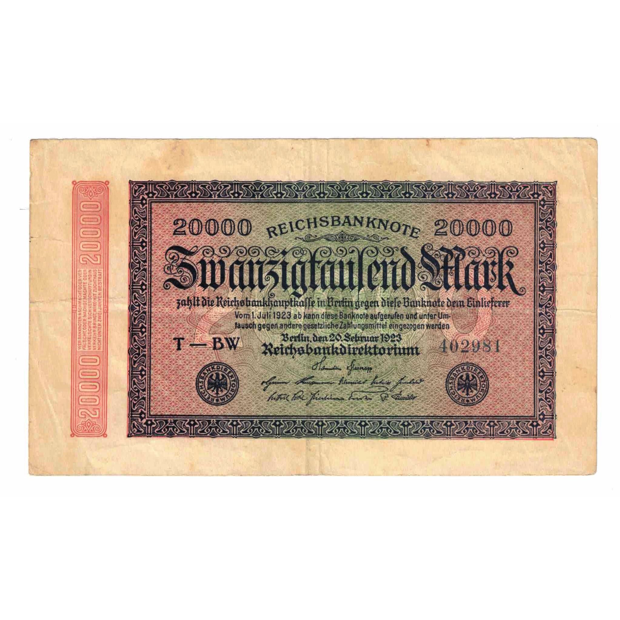 Banknote, Germany, 20,000 Mark, 1923, 1923-02-20, KM:85b, EF(40-45)