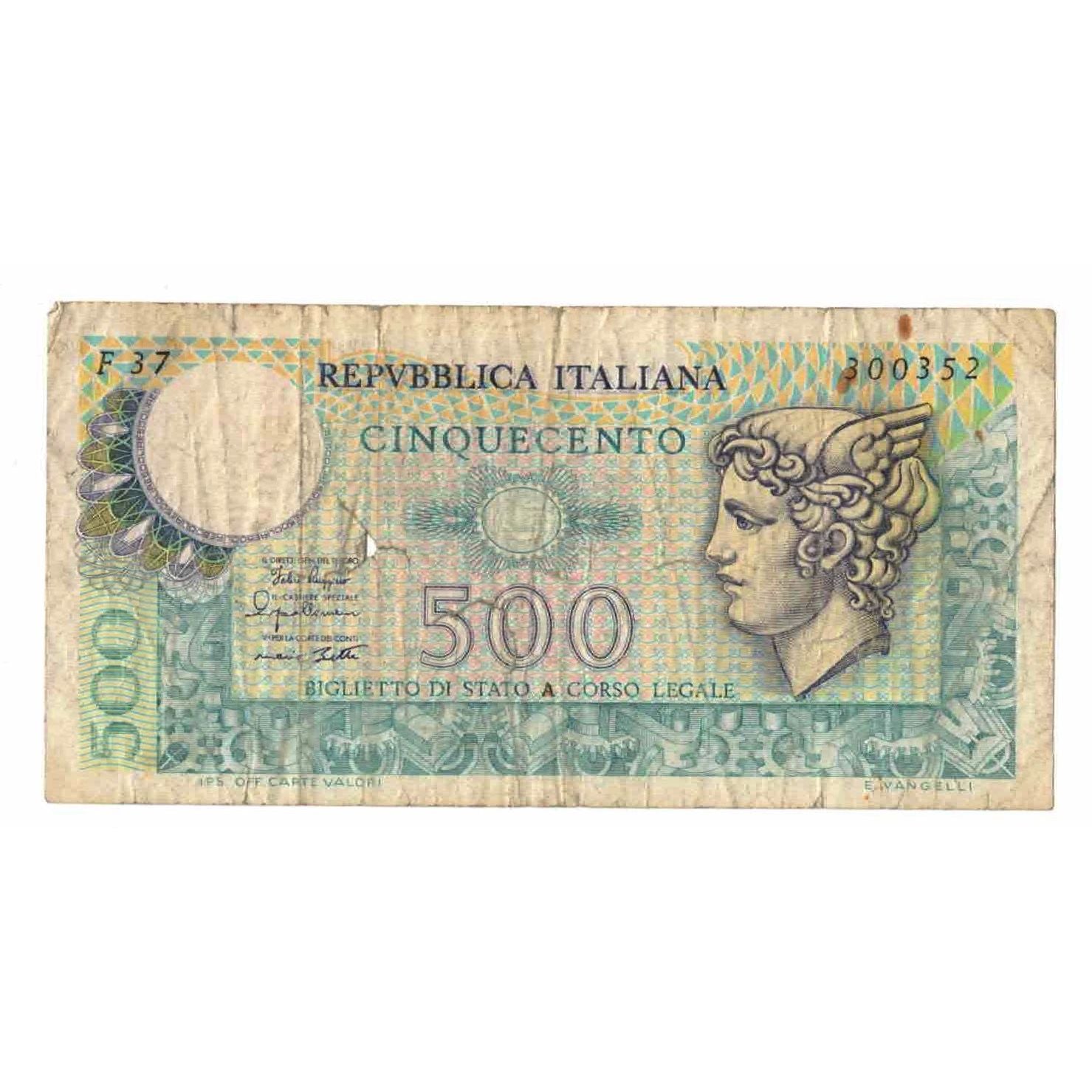 Nota, Itália, 500 Lire, 1974, 1974-02-14, KM:94, AG(1-3)