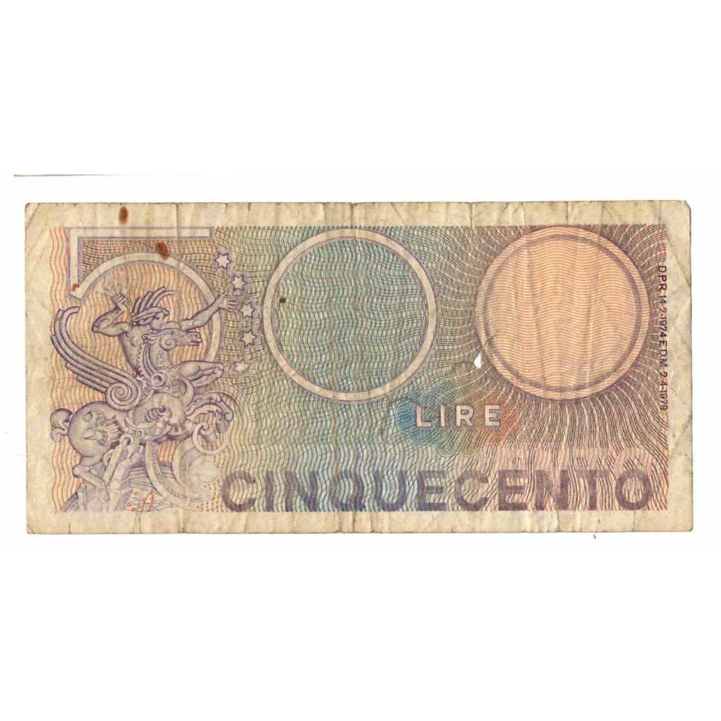 Nota, Itália, 500 Lire, 1974, 1974-02-14, KM:94, AG(1-3)