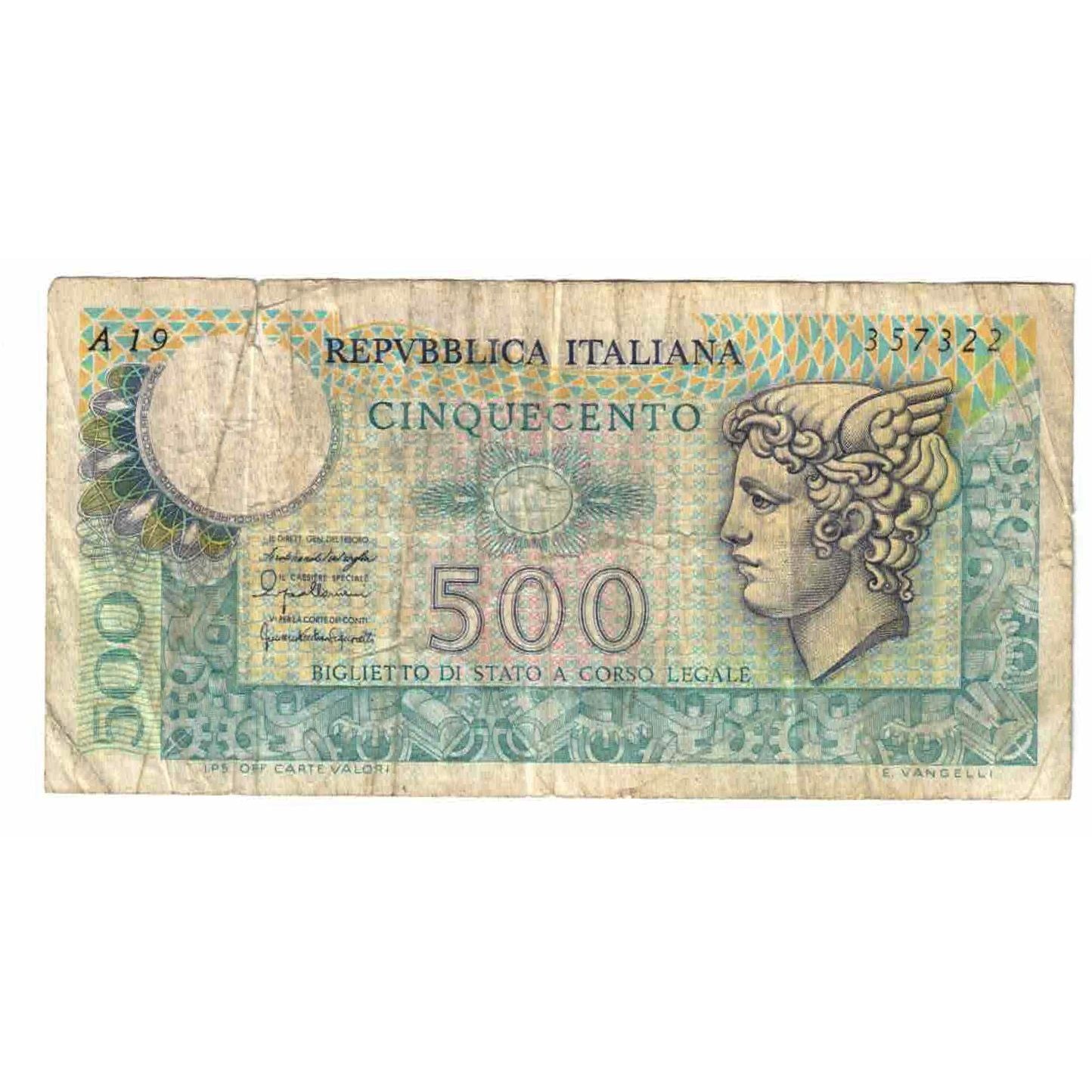 Nota, Itália, 500 Lire, 1976, 1976-06-05, KM:95, AG(1-3)