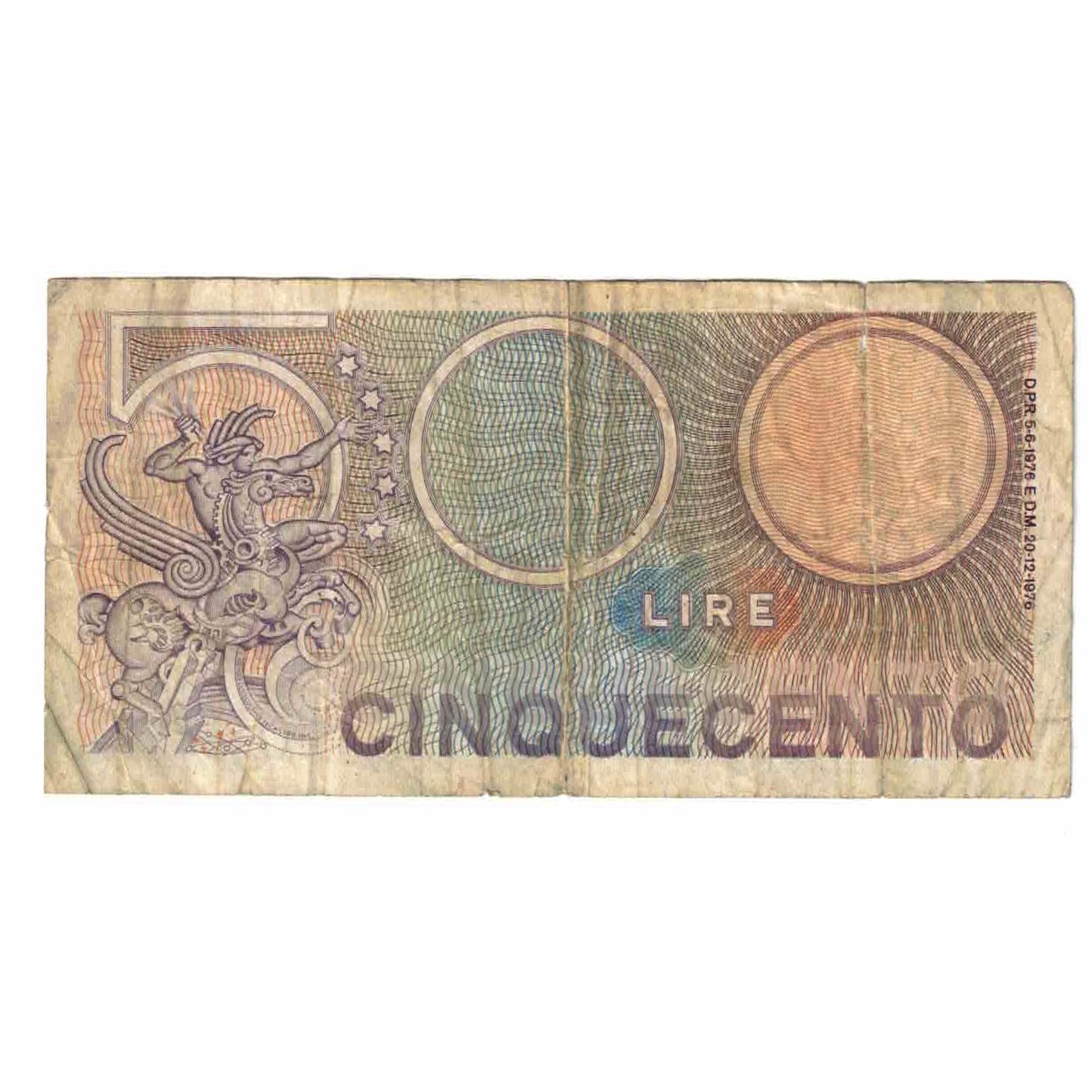 Nota, Itália, 500 Lire, 1976, 1976-06-05, KM:95, AG(1-3)