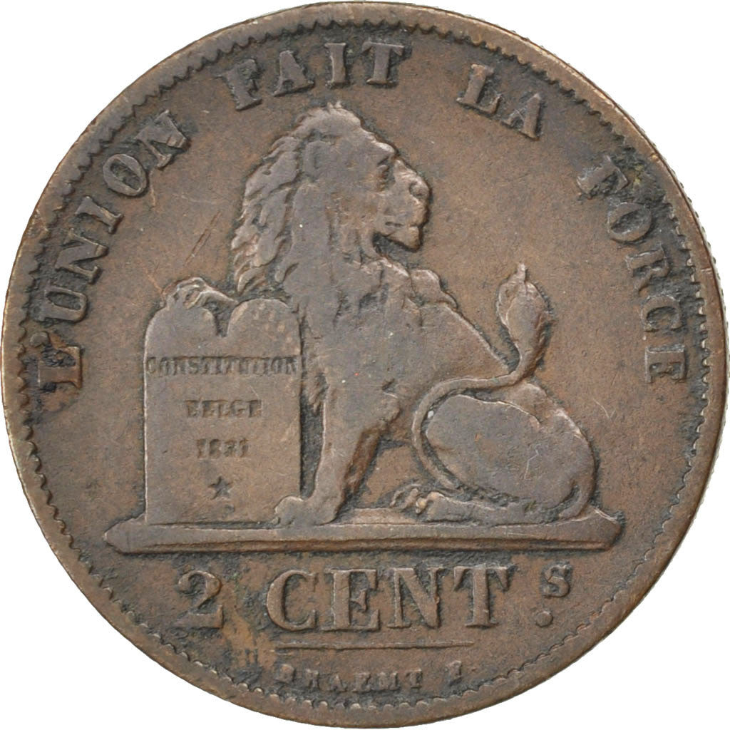 Coin, Belgium, Leopold II, 2 Centimes, 1875, VF(30-35), Copper, KM:35.1