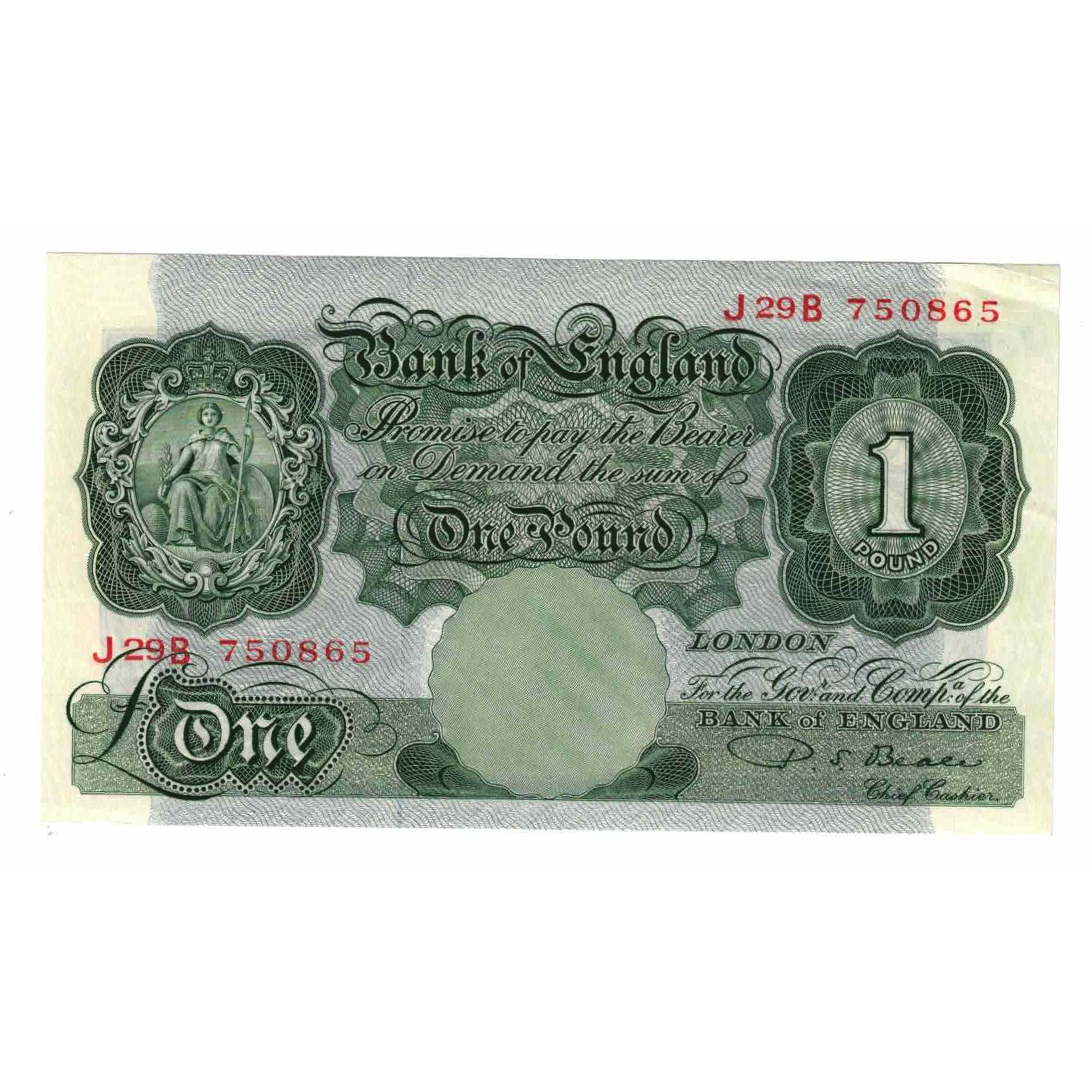 Banconote, Gran Bretagna, 1 Pound, 1949-1955, KM:369b, SPL-