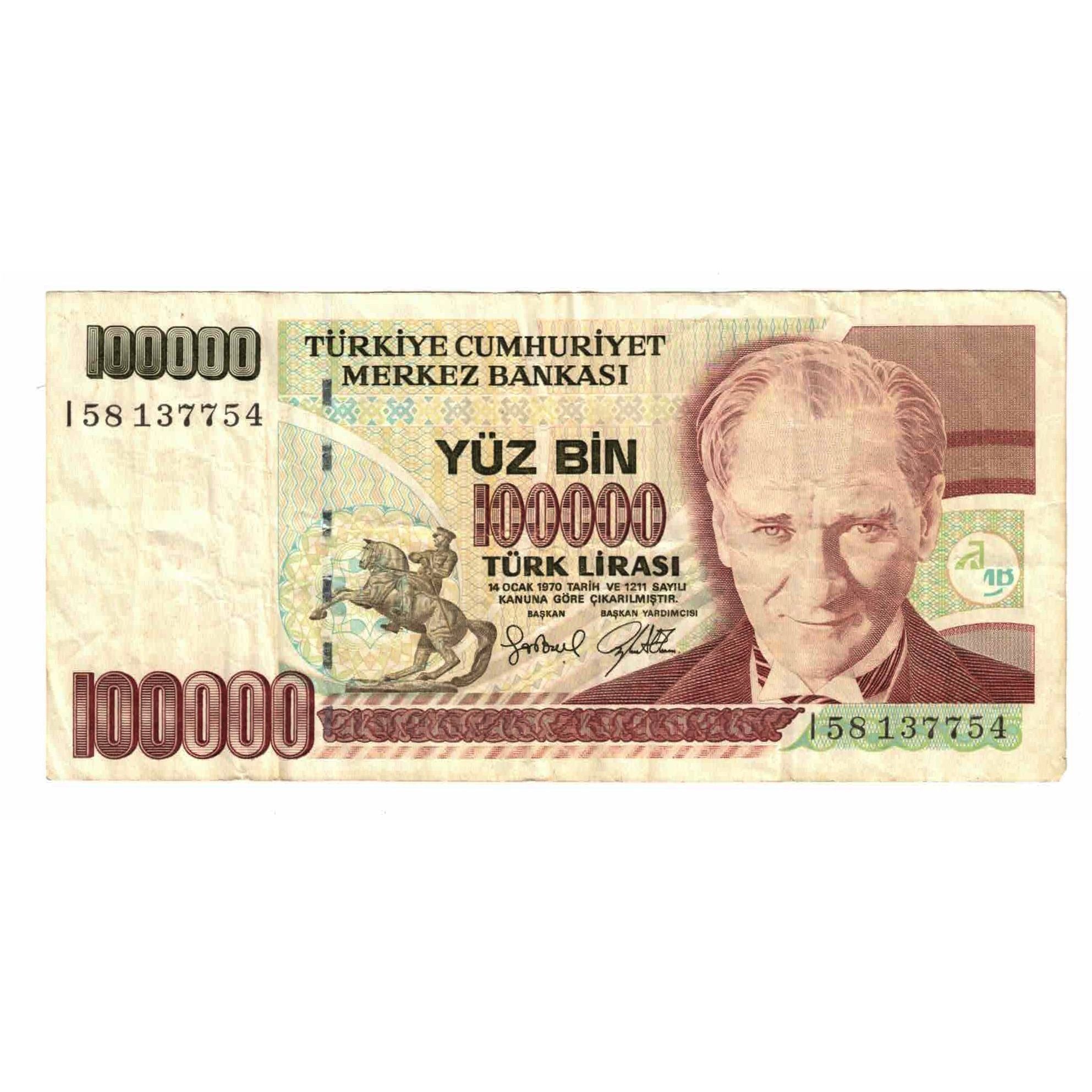 Geldschein, Türkei, 100,000 Lira, Undated (1996), KM:206, SS