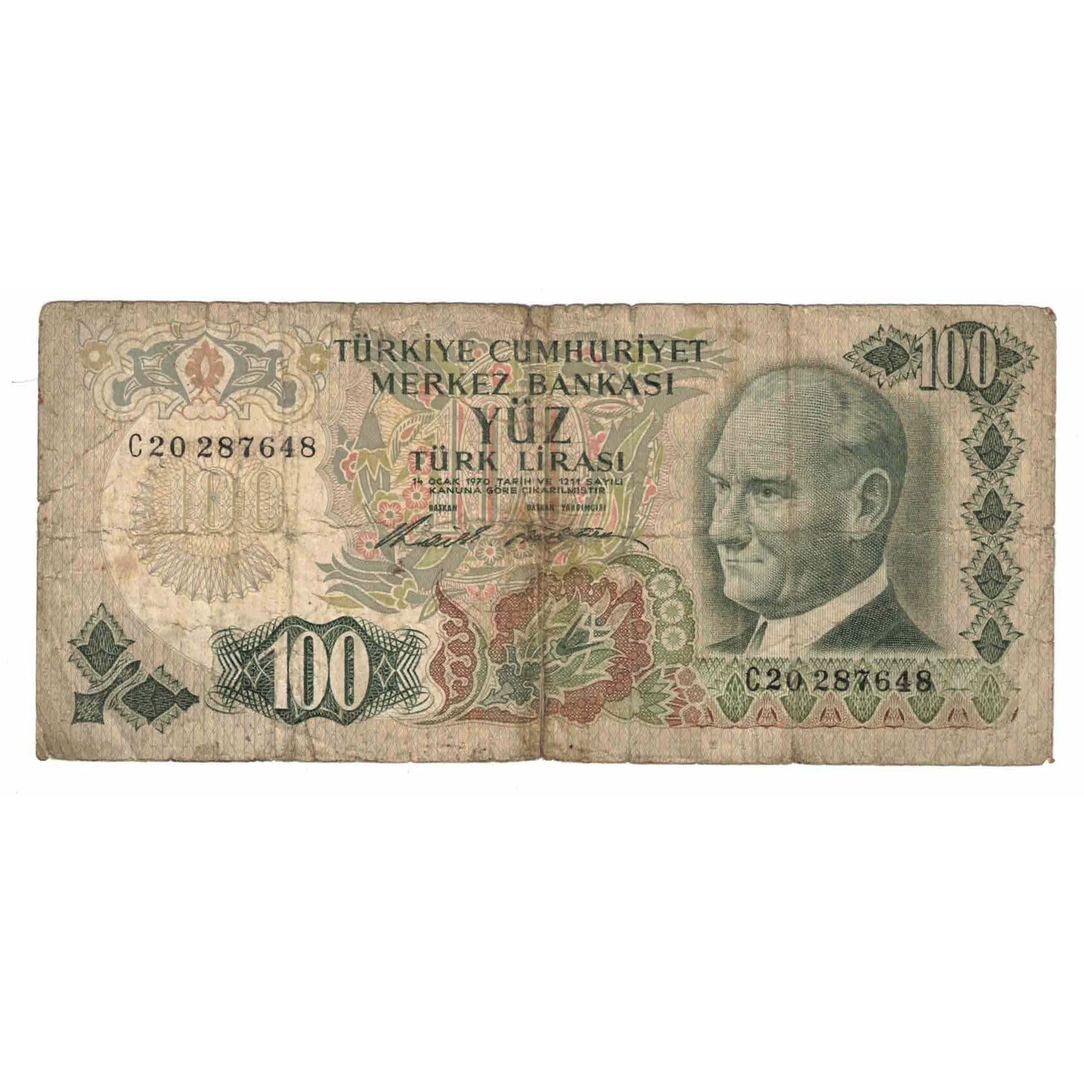 Geldschein, Türkei, 100 Lira, KM:189a, GE