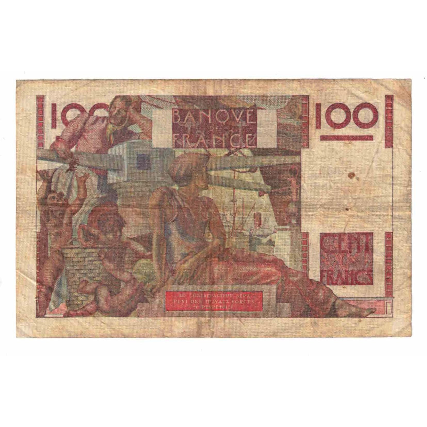 França, 100 Francs, Jeune Paysan, 1949, H.288, VG(8-10), Fayette:28.21, KM:128b