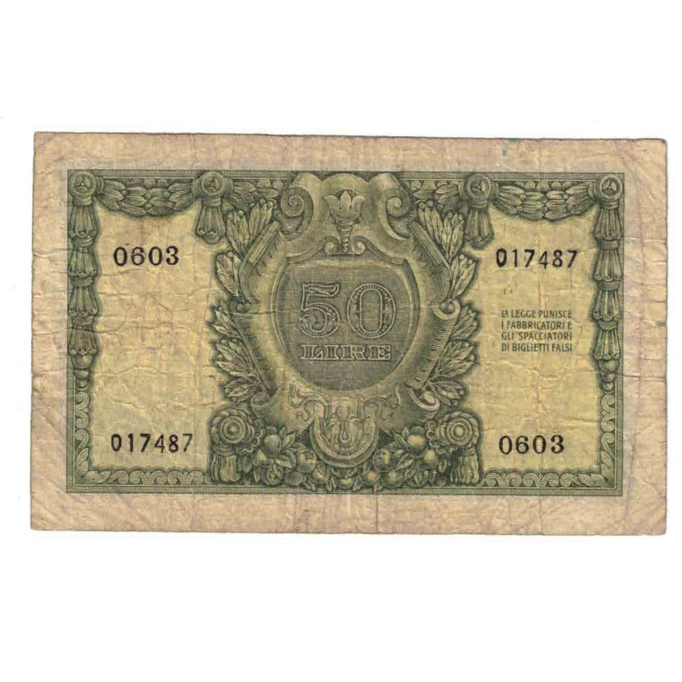 Nota, Itália, 50 Lire, 1951, 1951-12-31, KM:91a, VF(20-25)