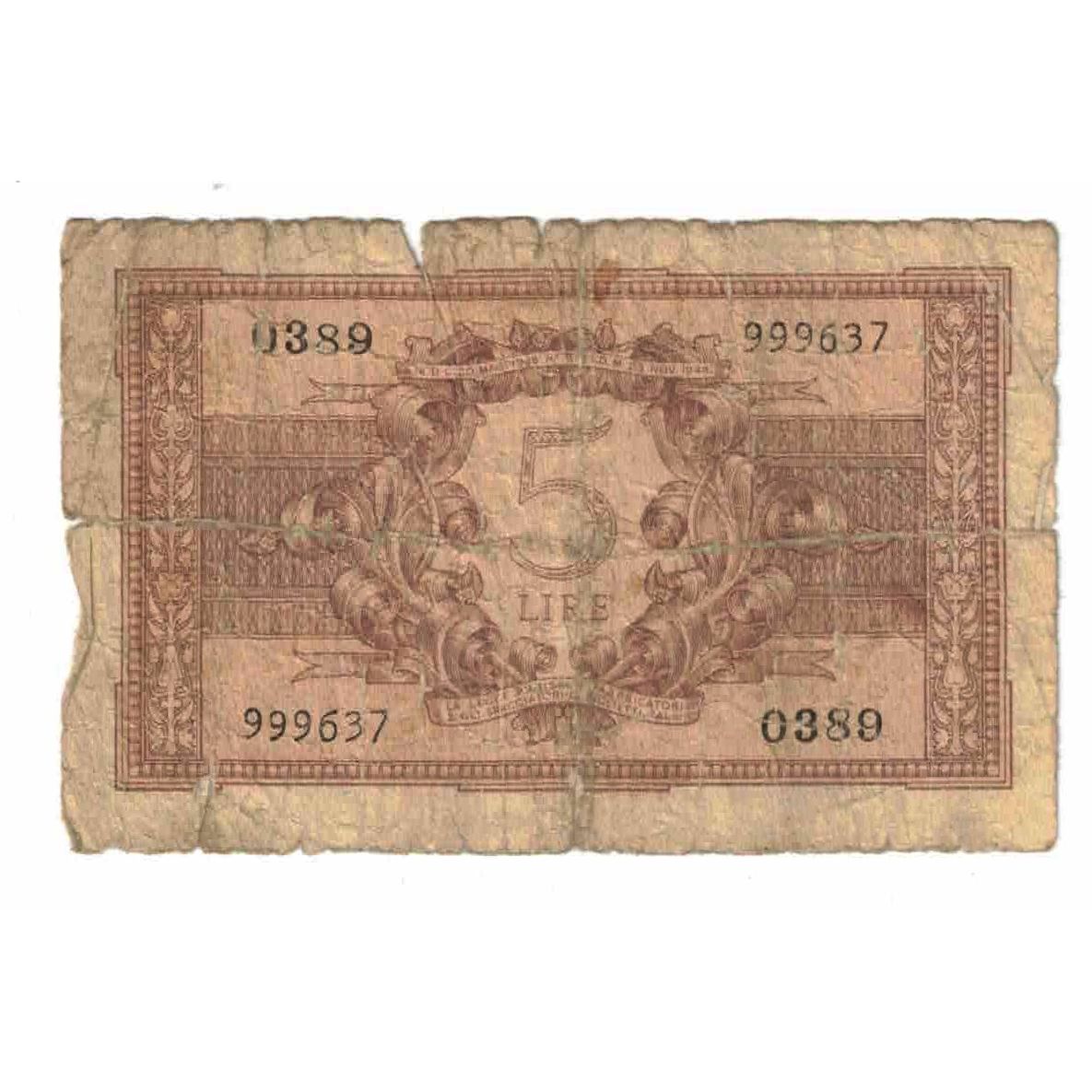 Billete, 5 Lire, 1944, Italia, 1944-11-23, KM:31a, MC