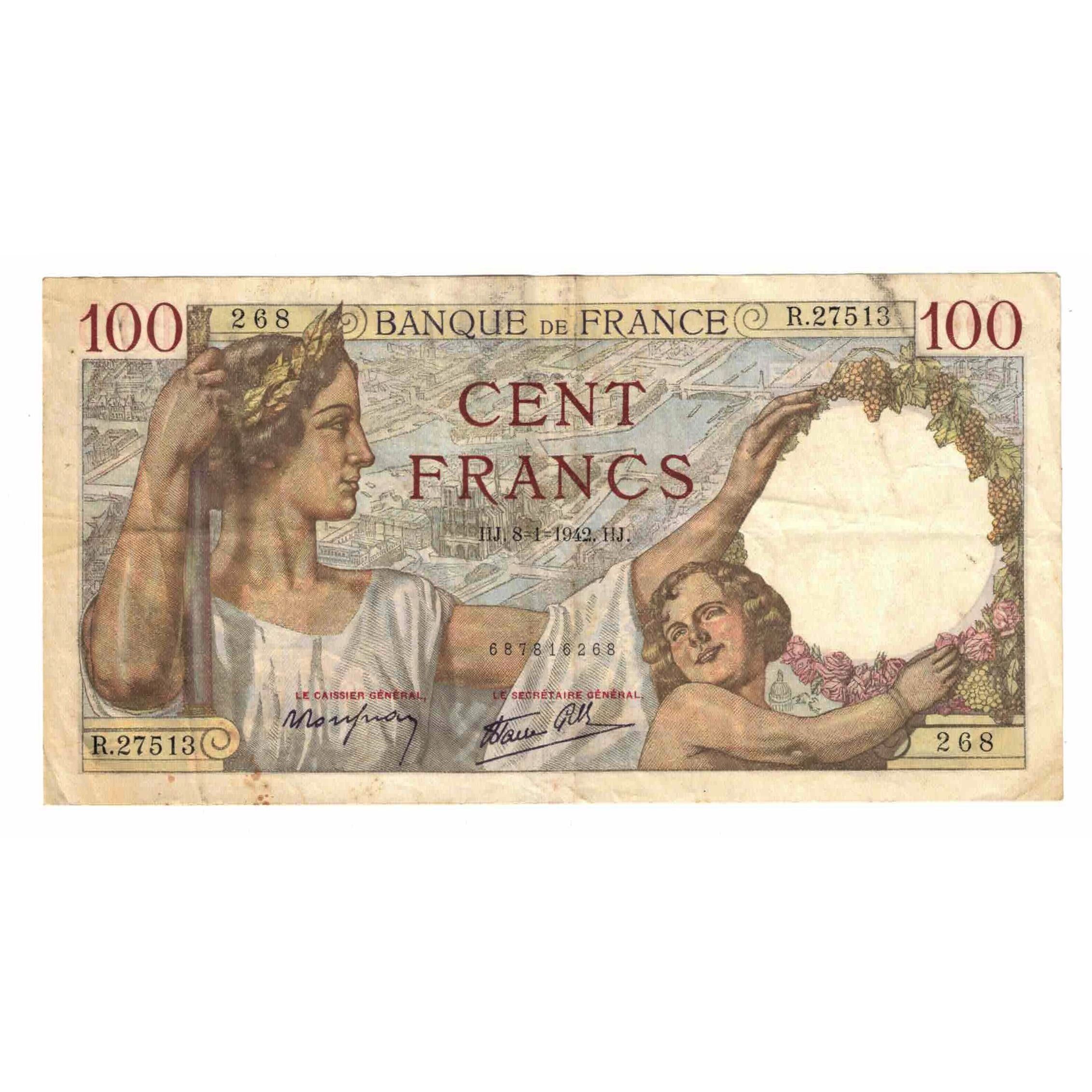France, 100 Francs, Sully, 1942, R.27513, TTB, Fayette:26.64, KM:94