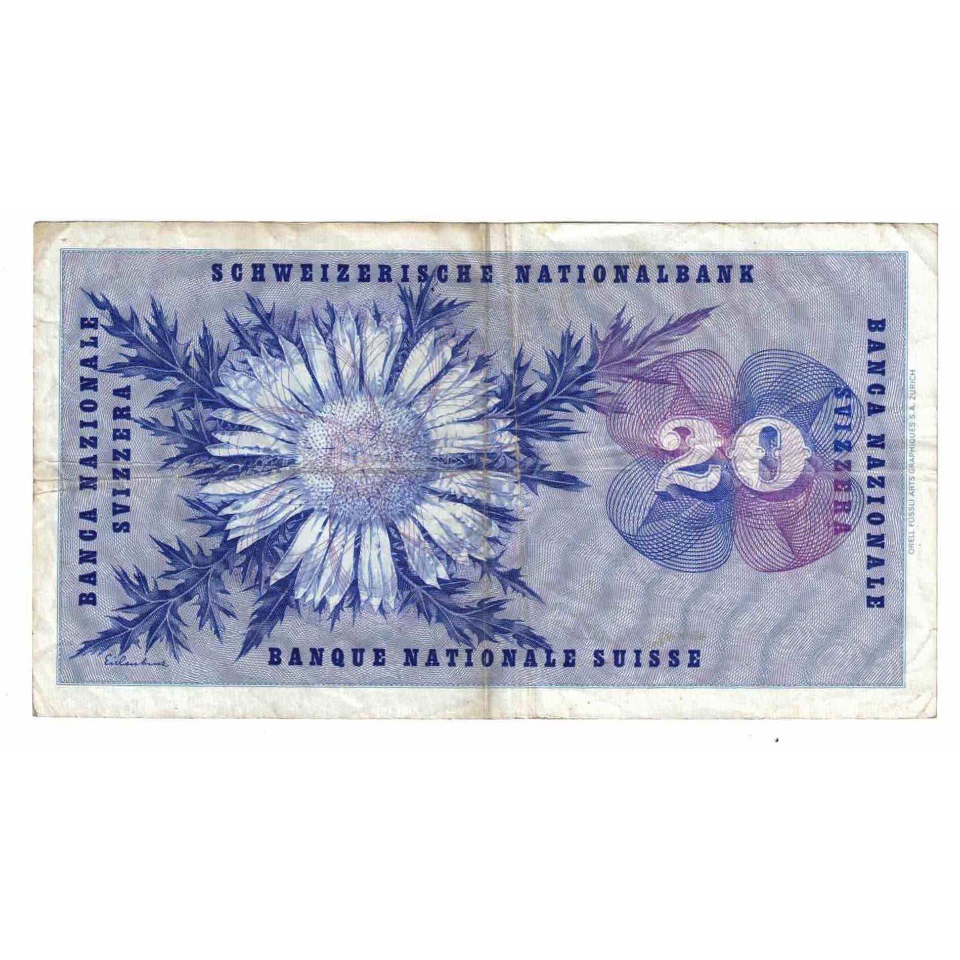 Geldschein, Schweiz, 20 Franken, 1967, 1967-01-01, KM:46n, S+