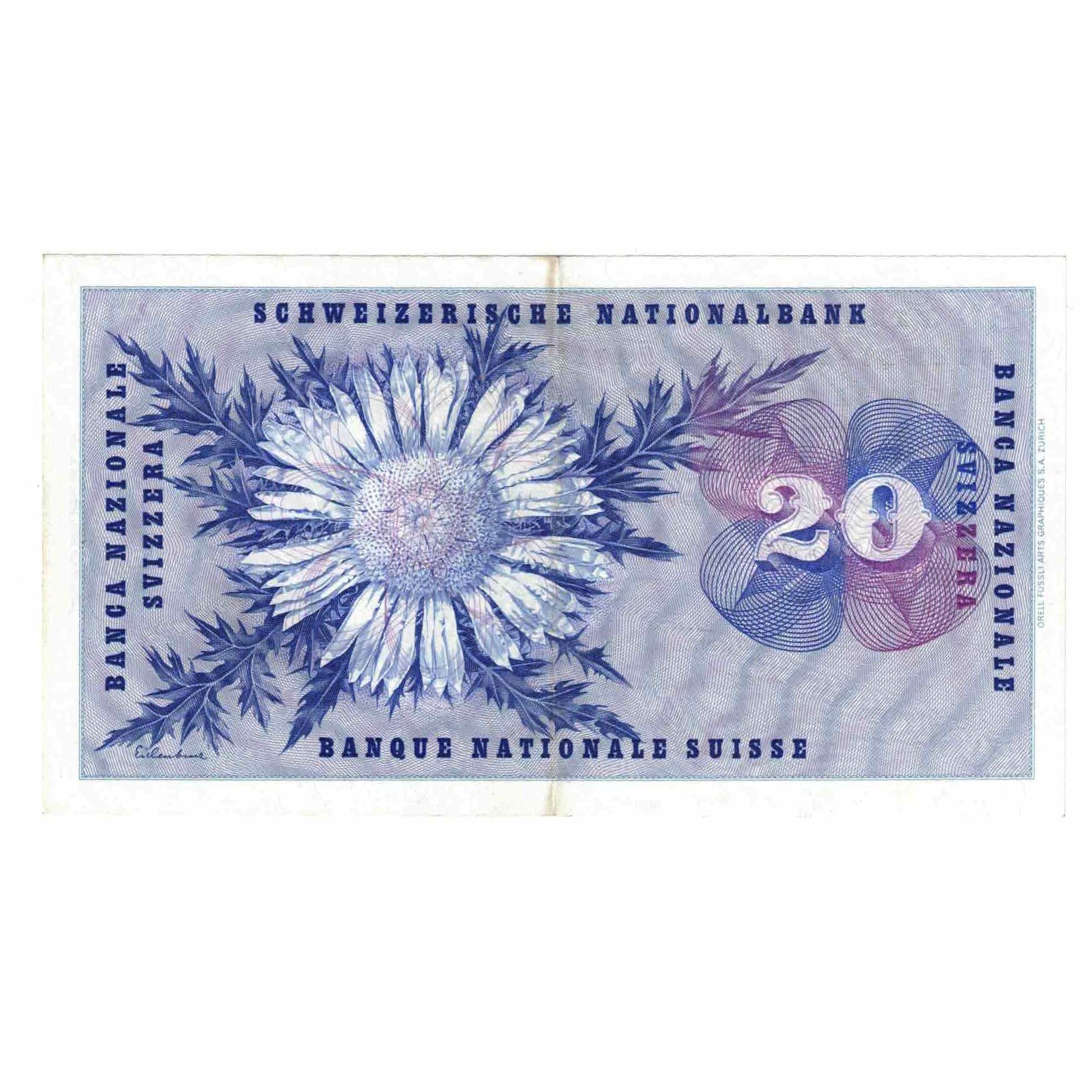 Geldschein, Schweiz, 20 Franken, 1964, 1964-04-02, KM:46k, SS