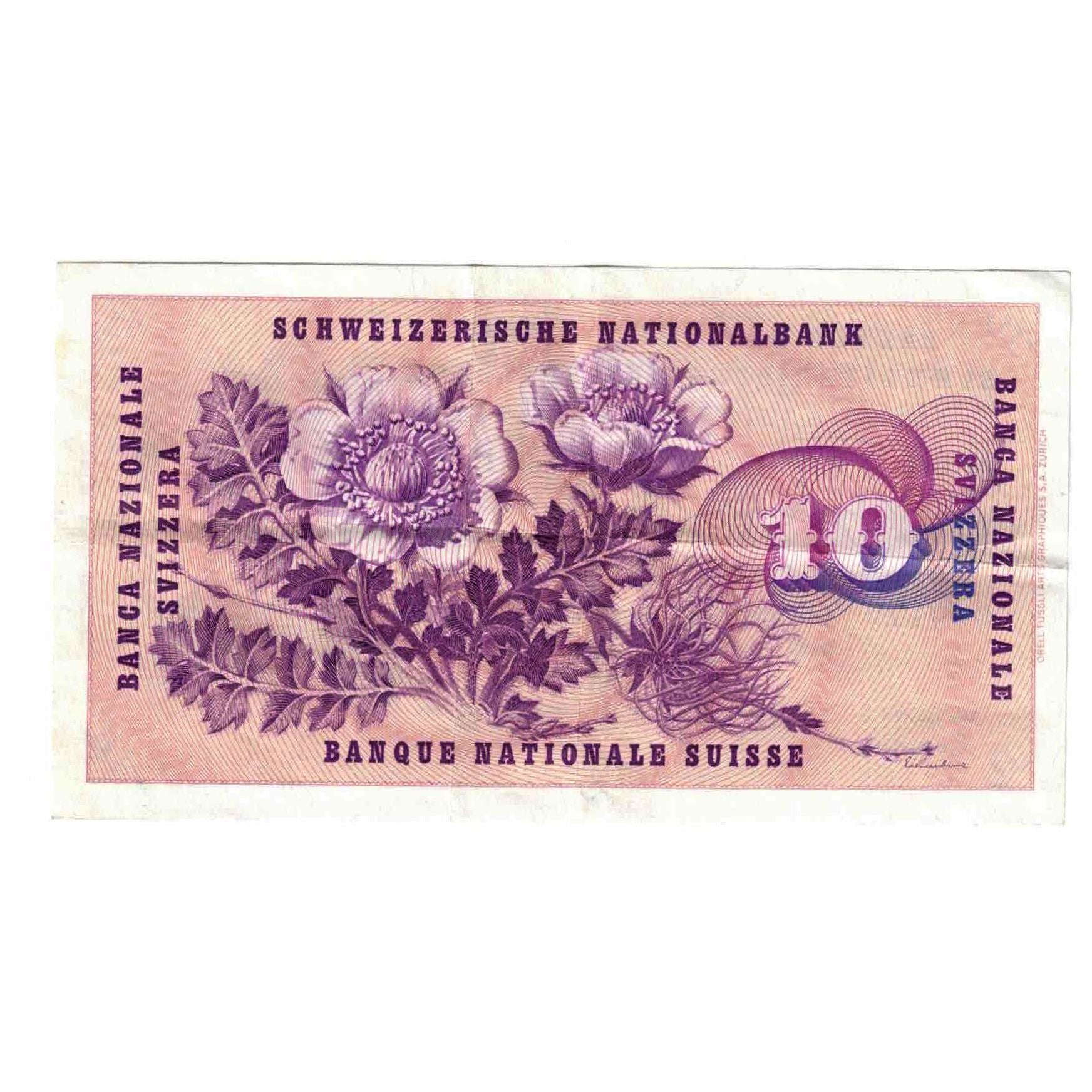 Geldschein, Schweiz, 10 Franken, 1963, 1963-03-28, KM:45h, SS