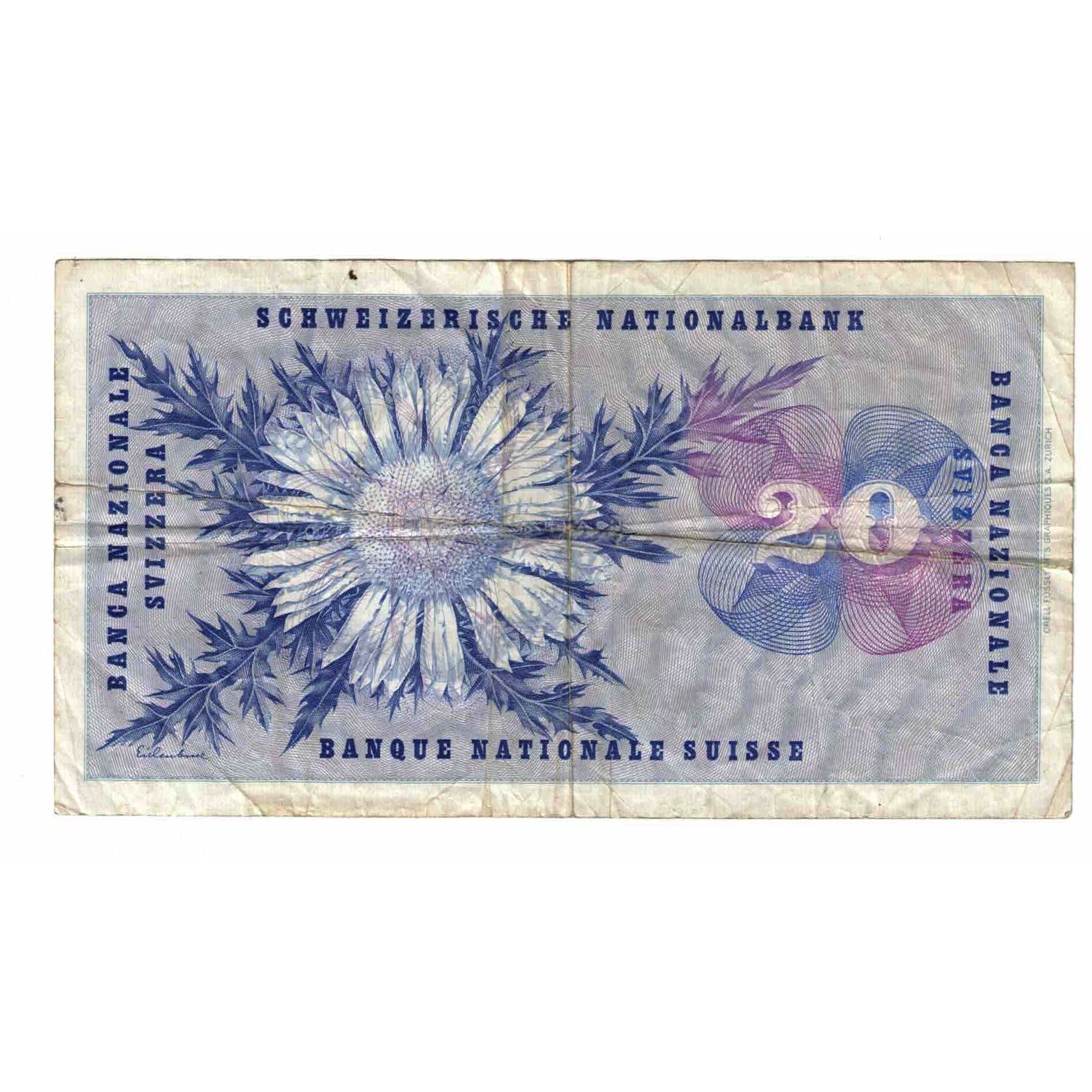 Geldschein, Schweiz, 20 Franken, 1961, 1961-10-26, KM:46i, S
