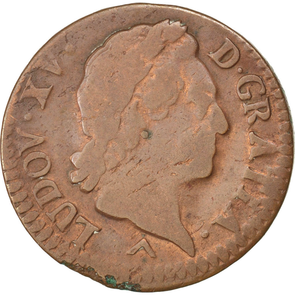 Monnaie, France, Louis XV, Demi sol à la vieille tête, 1/2 Sol, 1771, Lille