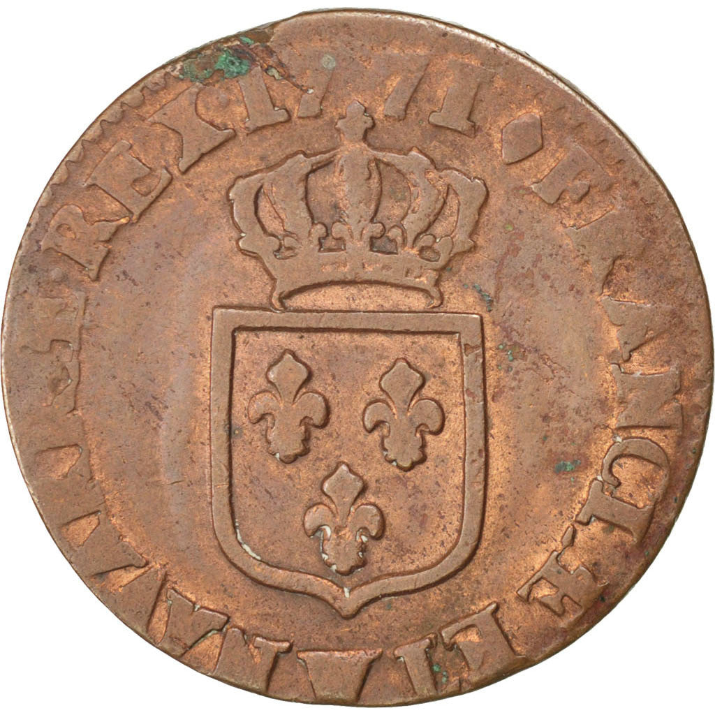 Monnaie, France, Louis XV, Demi sol à la vieille tête, 1/2 Sol, 1771, Lille