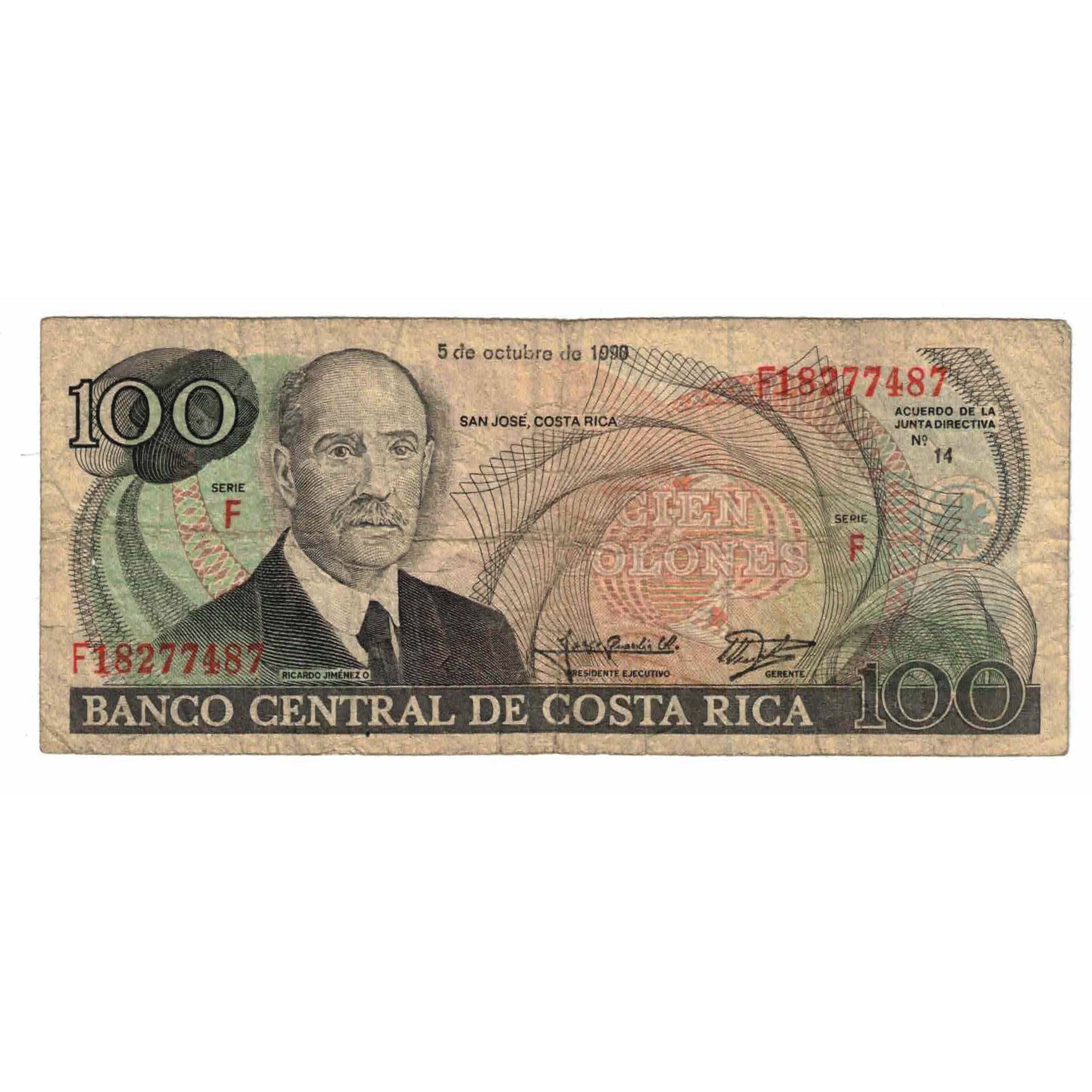 Billete, 100 Colones, 1990, Costa Rica, 1990-10-05, KM:254a, BC