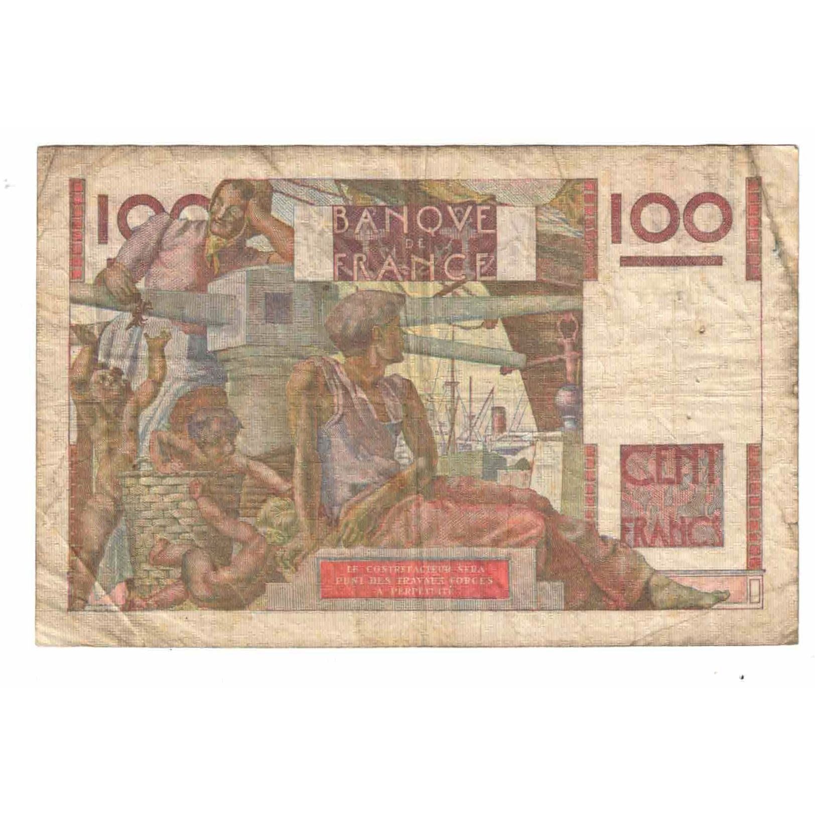 França, 100 Francs, Jeune Paysan, 1952, X.496, VF(20-25), Fayette:28Bis/1