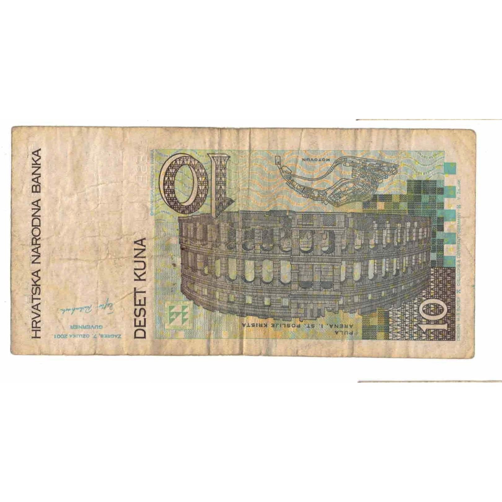Banconote, Croazia, 10 Kuna, 2001, 2001-03-07, KM:38, MB