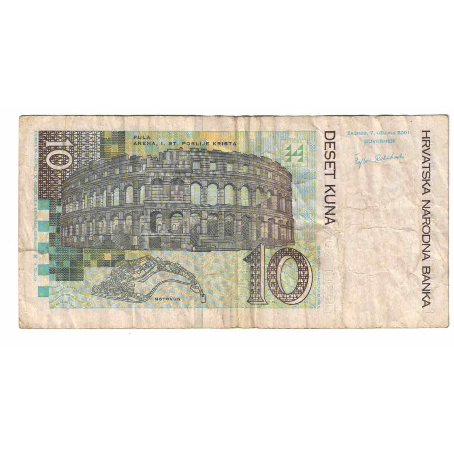 Geldschein, Kroatien, 10 Kuna, 2001, 2001-03-07, KM:38, S