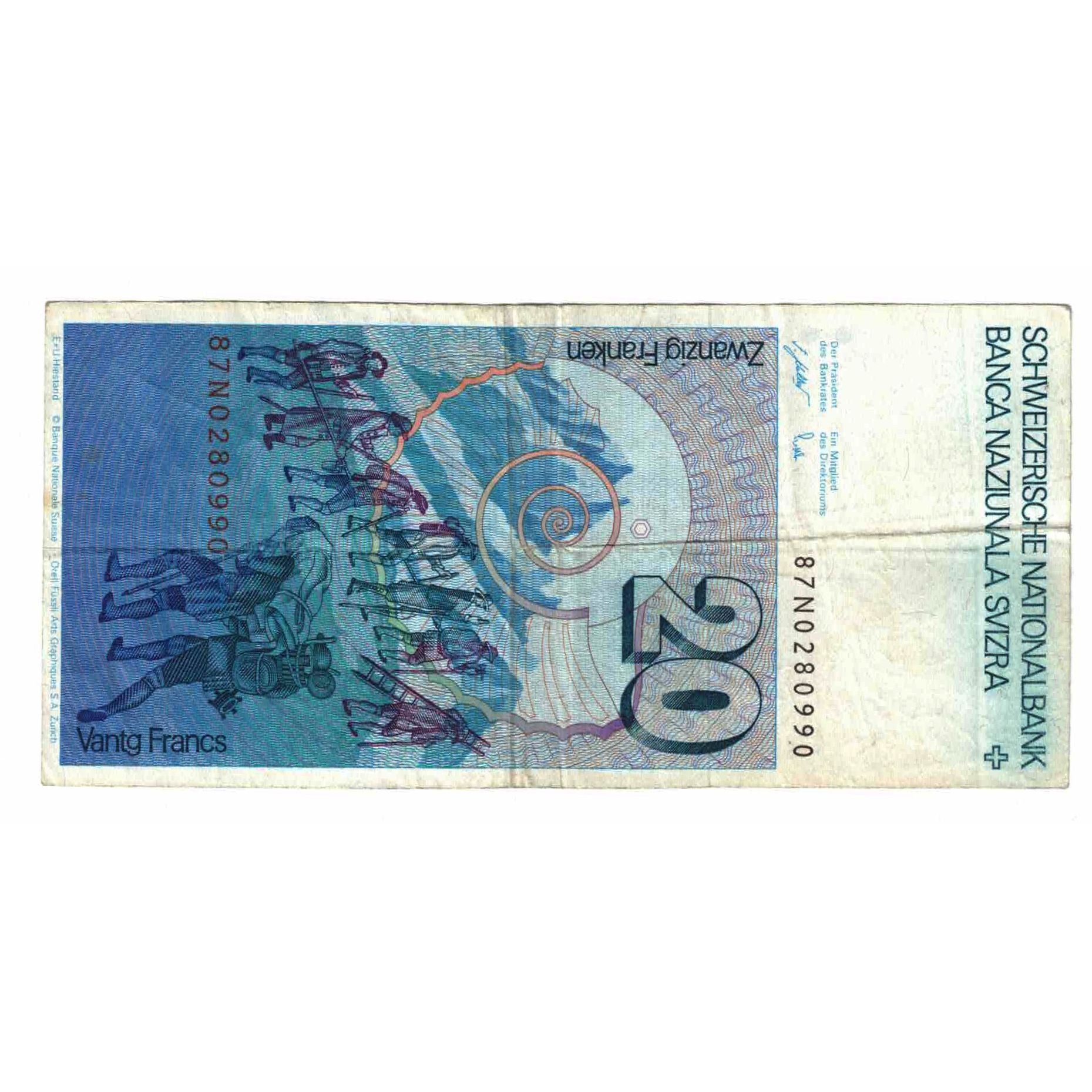 Geldschein, Schweiz, 20 Franken, 1983, KM:55e, S