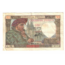 France, 50 Francs, Jacques Coeur, 1941, C.137, EF(40-45), Fayette:19.16, KM:93