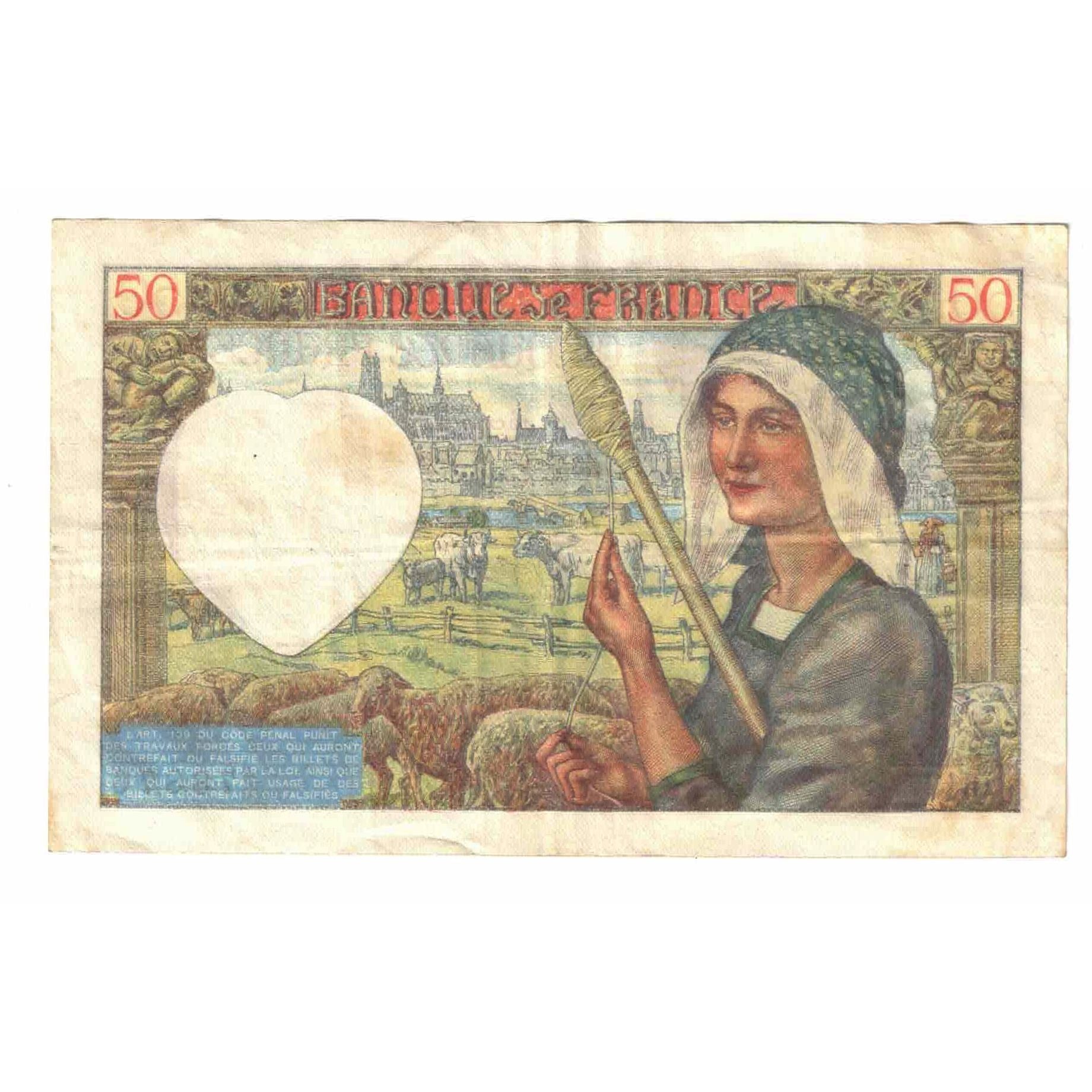 France, 50 Francs, Jacques Coeur, 1941, C.137, TTB, Fayette:19.16, KM:93