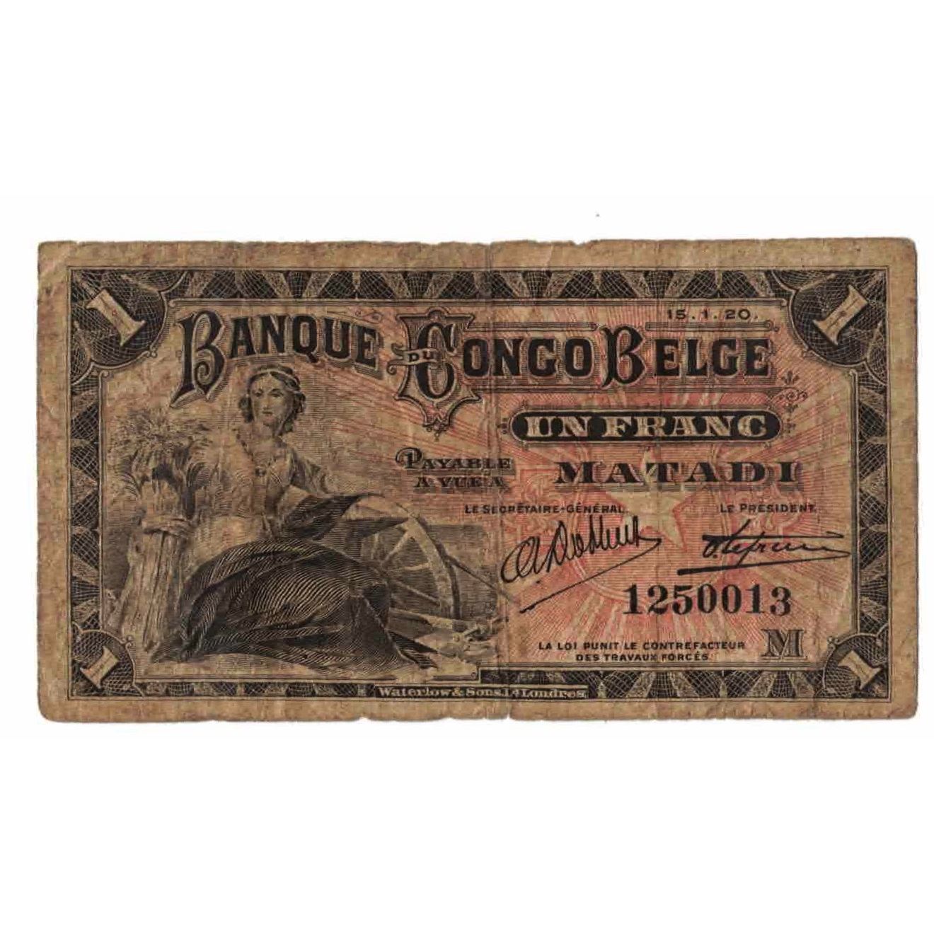 Belgian Congo, 1 Franc, 1920-01-15, F 15, PMG