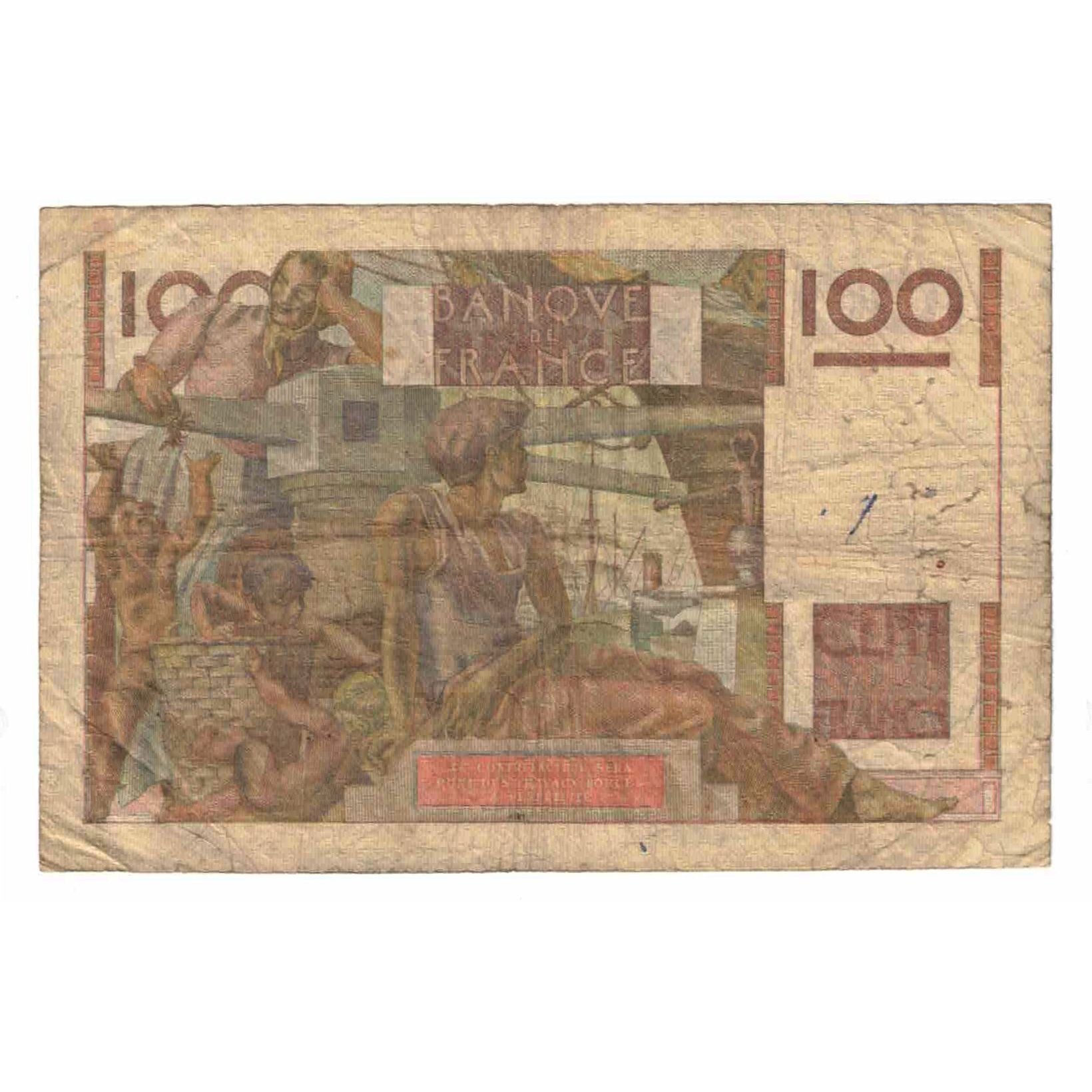 França, 100 Francs, Jeune Paysan, 1953, J.557, VG(8-10), Fayette:28bis.3