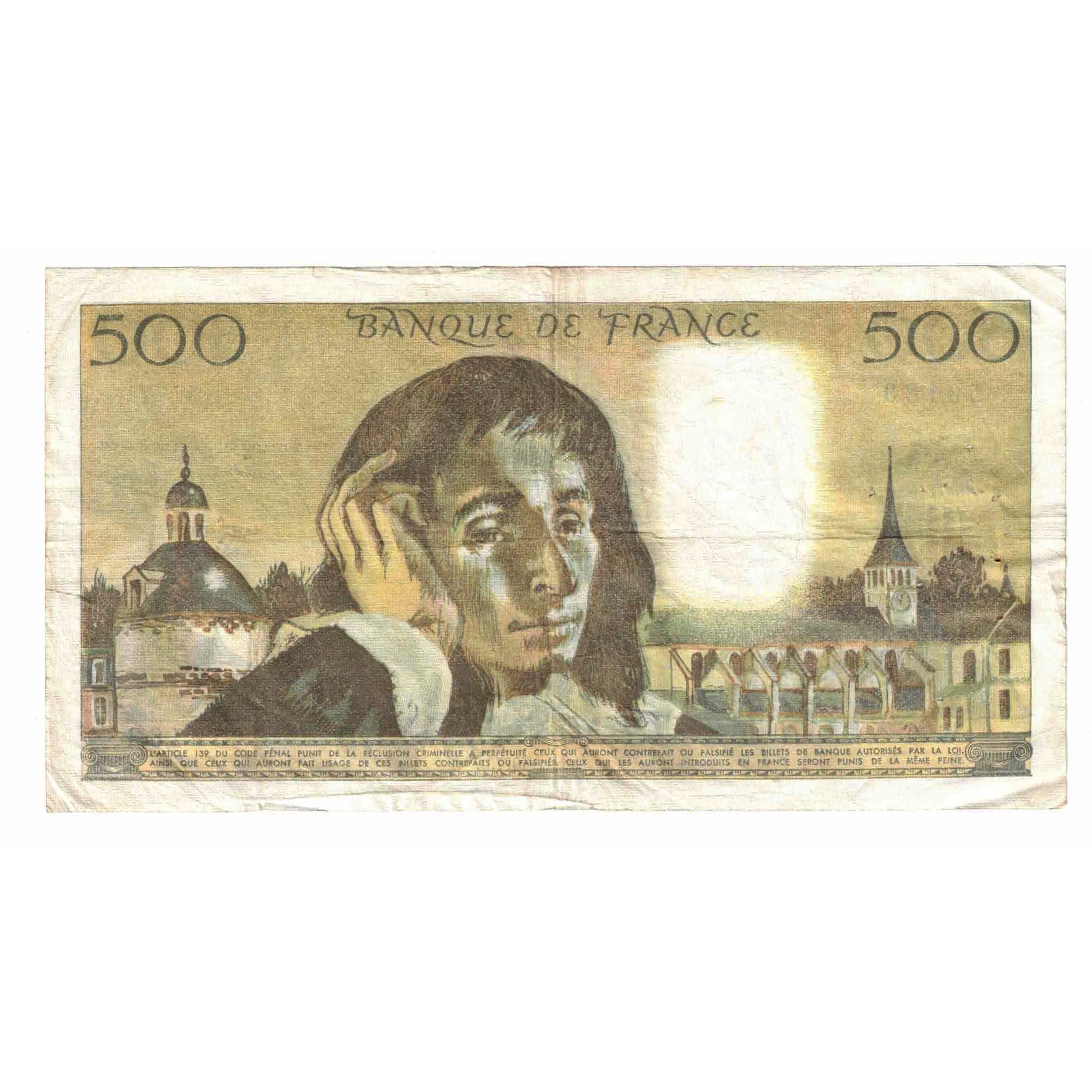 France, 500 Francs, Pascal, 1977, W.77, VF(20-25), Fayette:71.17, KM:156d