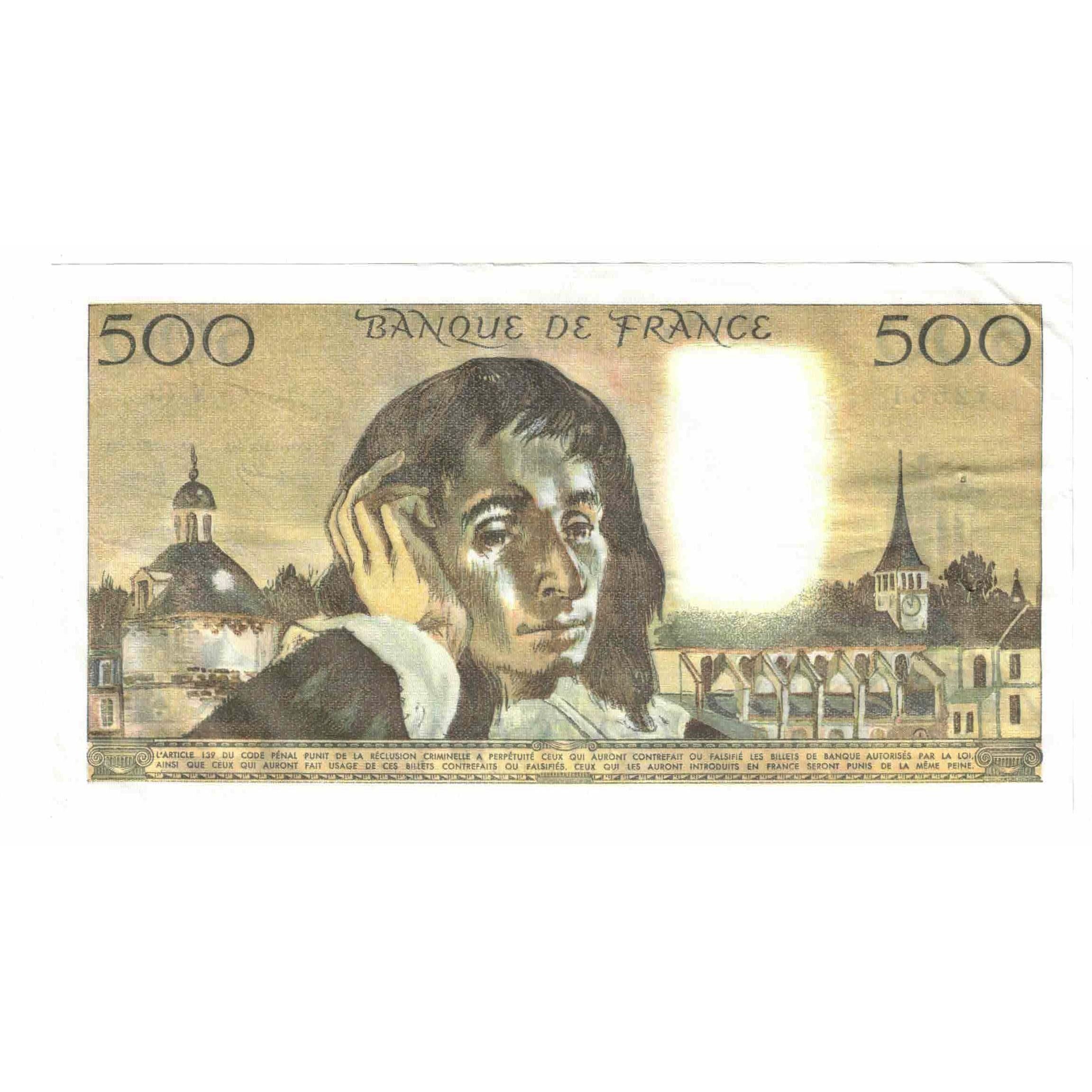 France, 500 Francs, Pascal, 1977, X.75, AU(55-58), Fayette:71.17, KM:156d